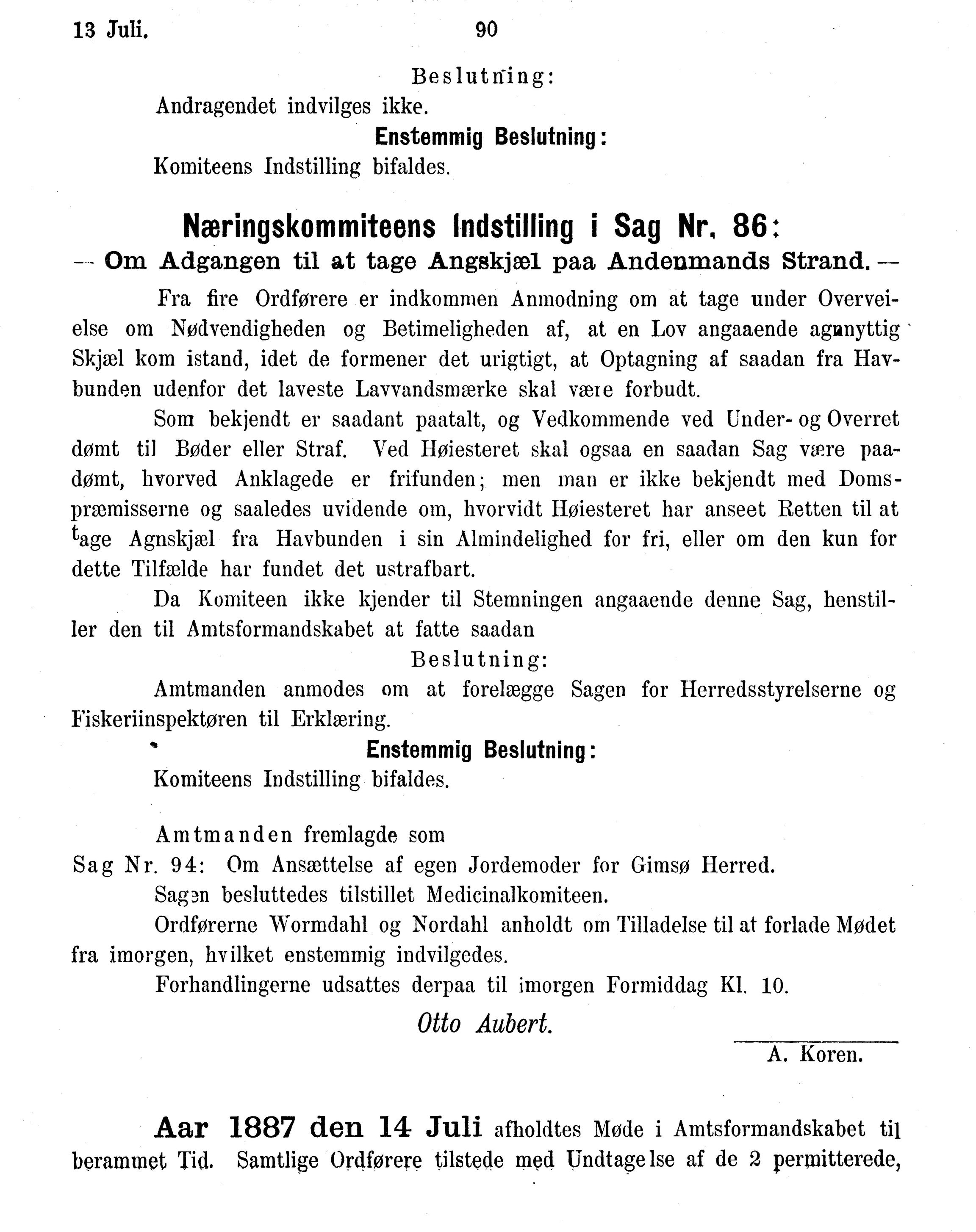 Nordland Fylkeskommune. Fylkestinget, AIN/NFK-17/176/A/Ac/L0015: Fylkestingsforhandlinger 1886-1890, 1886-1890, p. 90