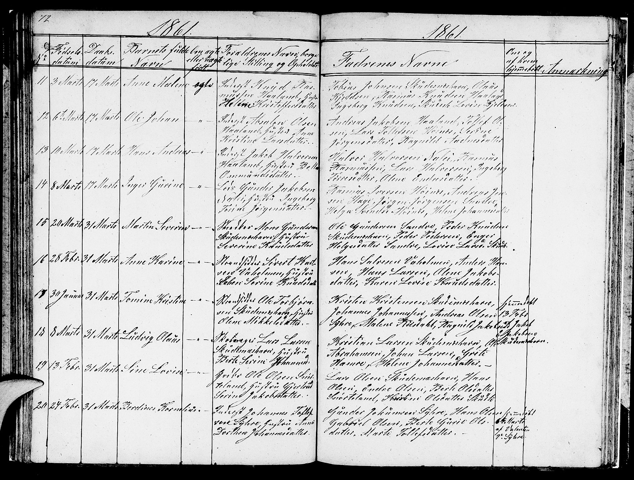 Skudenes sokneprestkontor, AV/SAST-A -101849/H/Ha/Hab/L0001: Parish register (copy) no. B 1, 1848-1864, p. 72