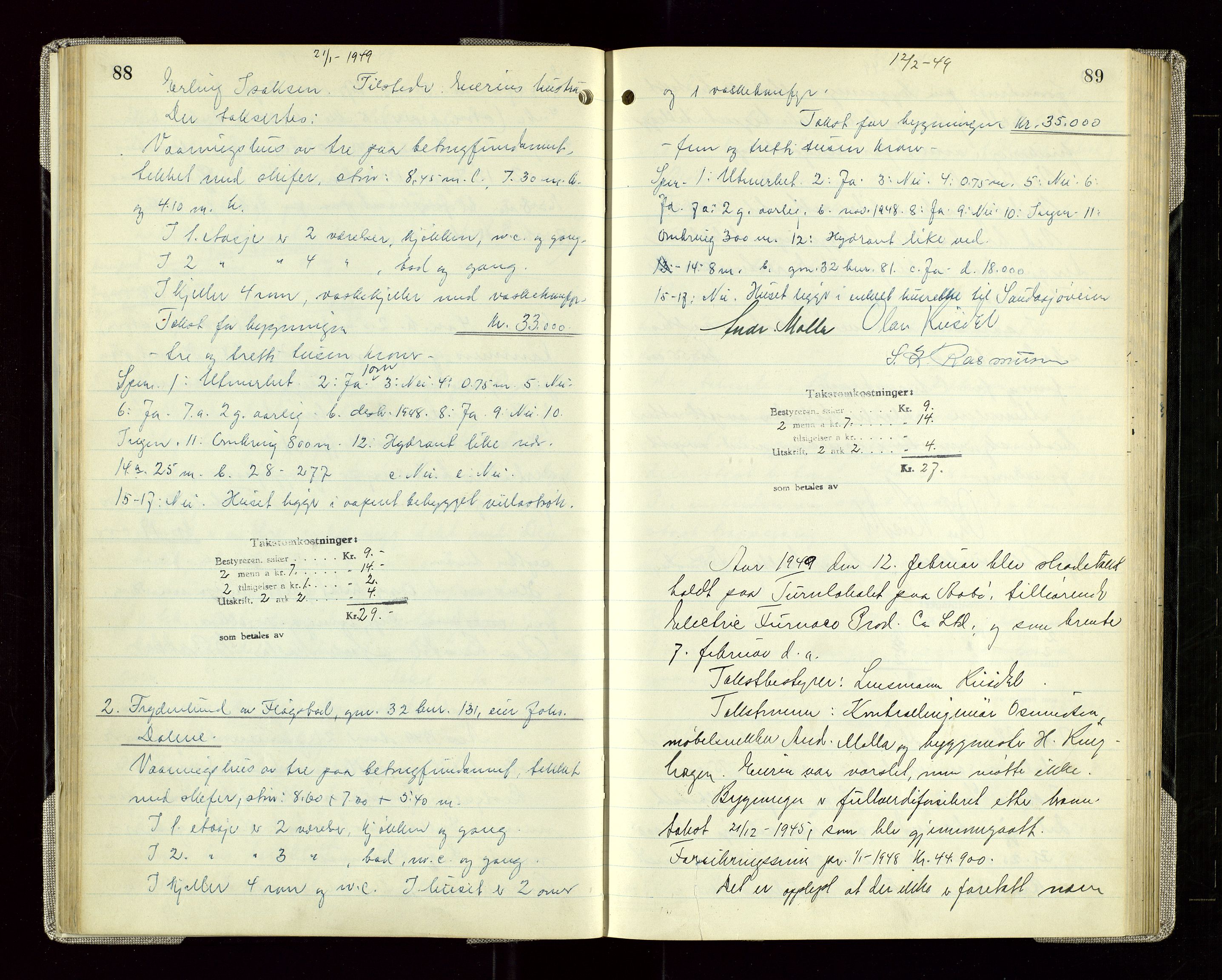 Sauda lensmannskontor, AV/SAST-A-100177/Goa/L0005: "Branntakstprotokoll for Sauda lensmannsdistrikt", 1946-1955, p. 88-89