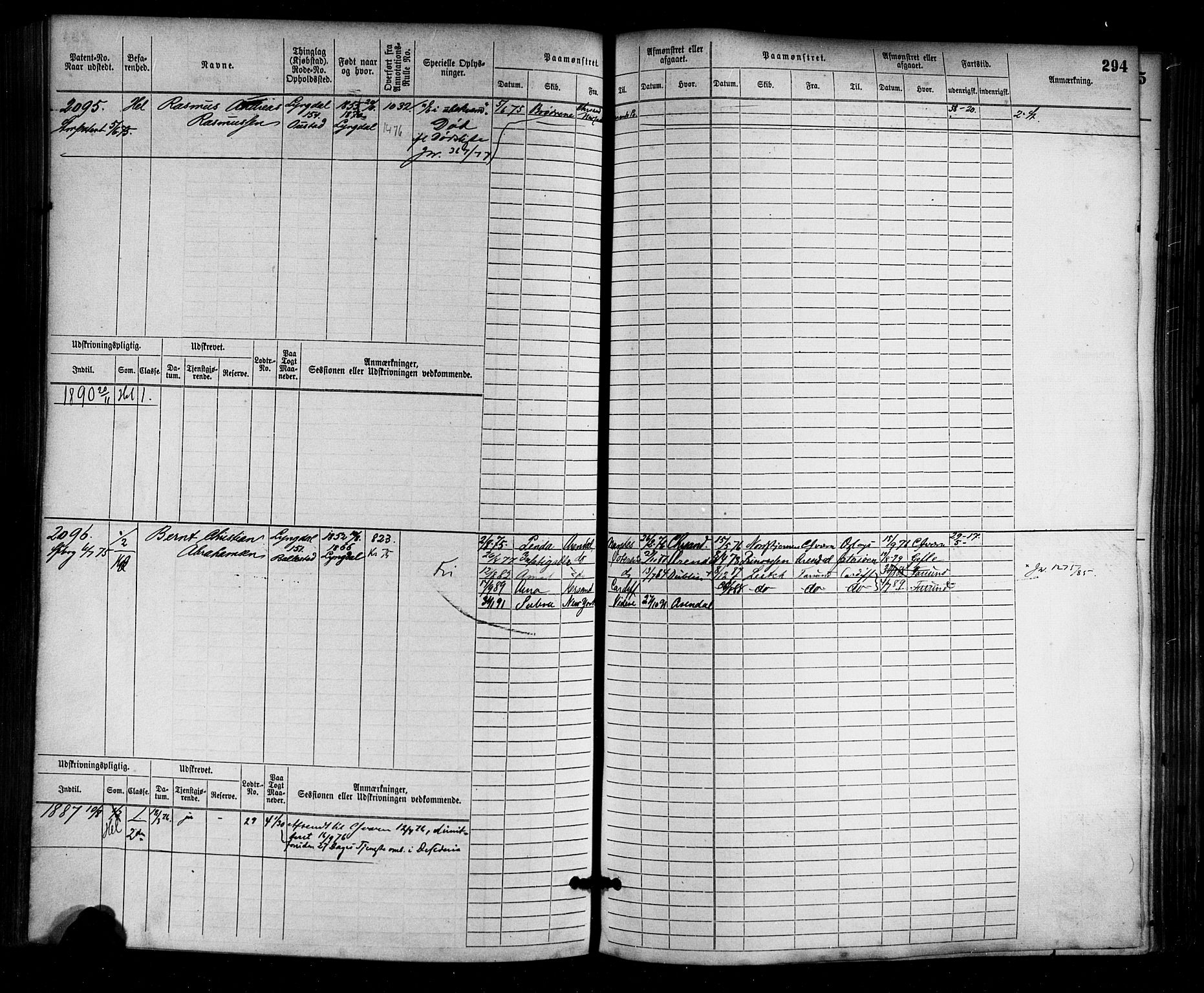 Farsund mønstringskrets, AV/SAK-2031-0017/F/Fb/L0003: Hovedrulle nr 1509-2274, M-6, 1868-1915, p. 300
