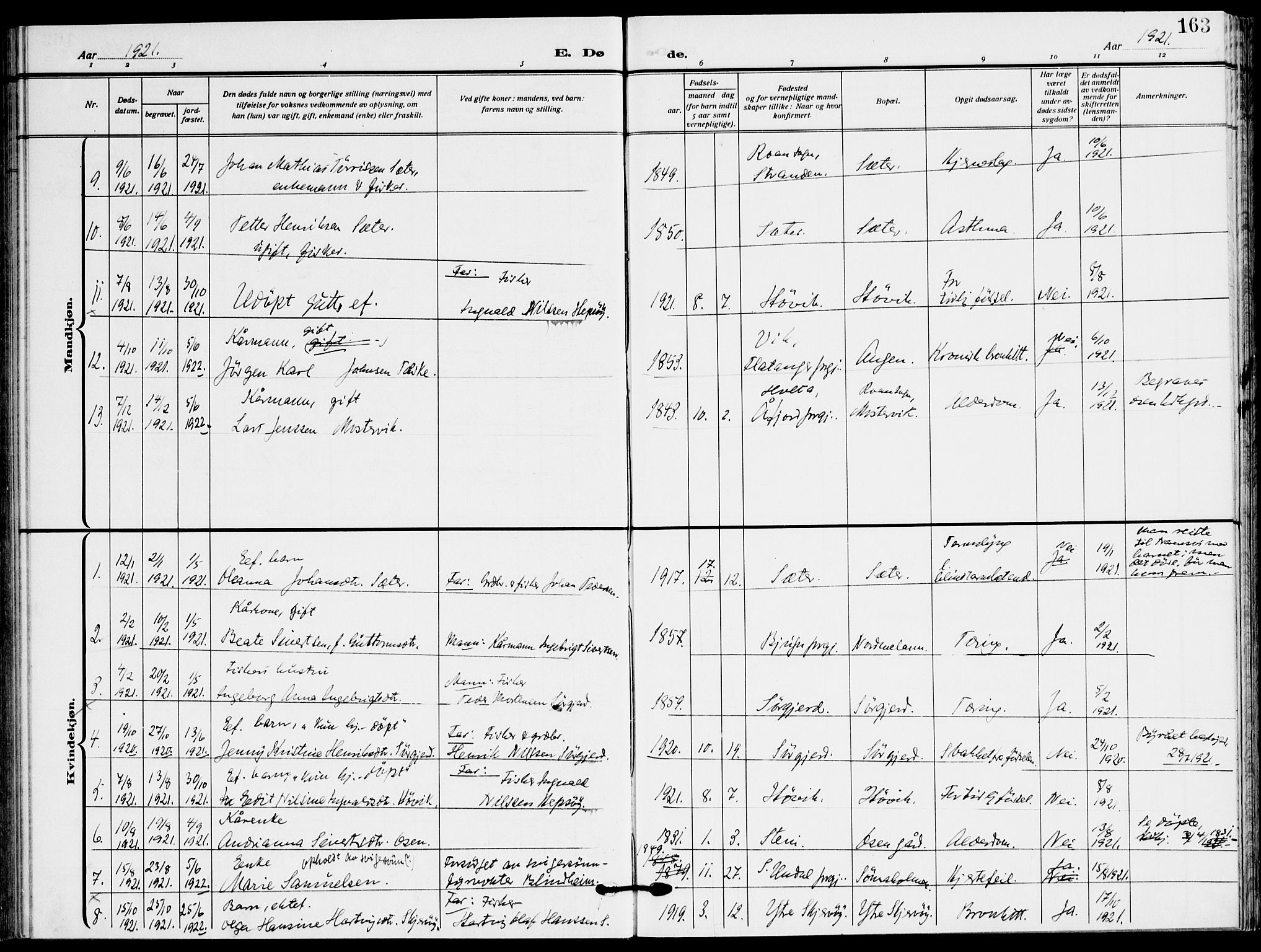 Ministerialprotokoller, klokkerbøker og fødselsregistre - Sør-Trøndelag, SAT/A-1456/658/L0724: Parish register (official) no. 658A03, 1912-1924, p. 163