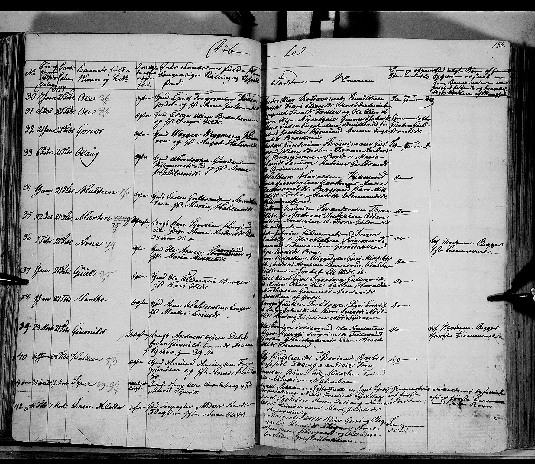 Sør-Aurdal prestekontor, AV/SAH-PREST-128/H/Ha/Haa/L0004: Parish register (official) no. 4, 1841-1849, p. 185-186