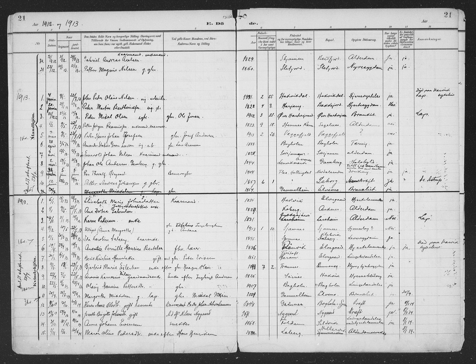 Ministerialprotokoller, klokkerbøker og fødselsregistre - Nordland, SAT/A-1459/866/L0940: Parish register (official) no. 866A03, 1902-1926, p. 21