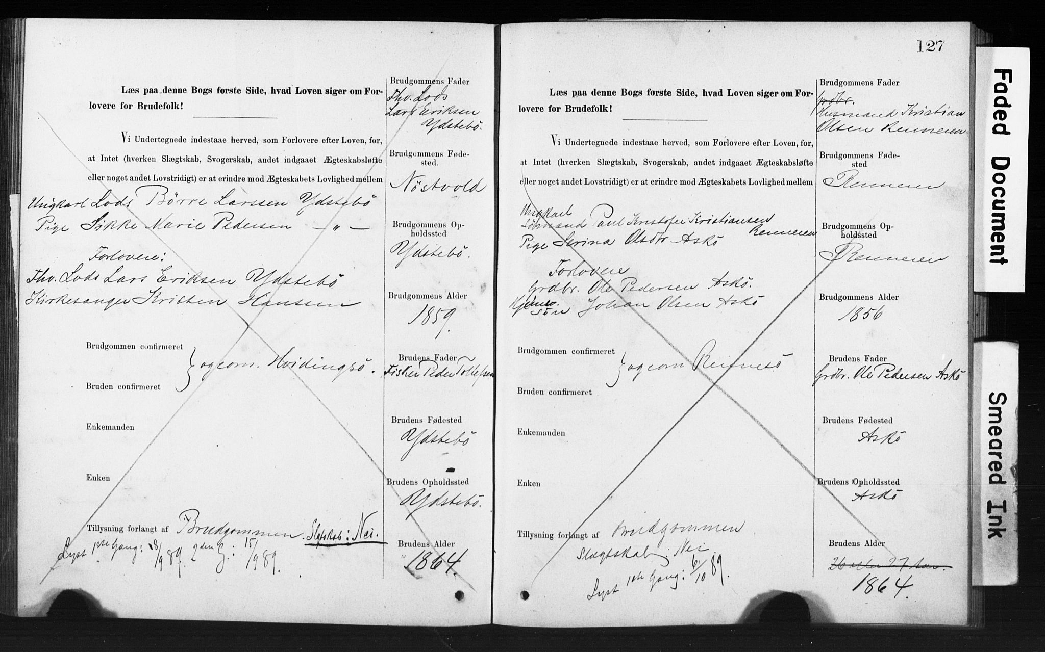 Rennesøy sokneprestkontor, SAST/A -101827/I/Ie/L0001: Banns register no. 1, 1873-1898, p. 127