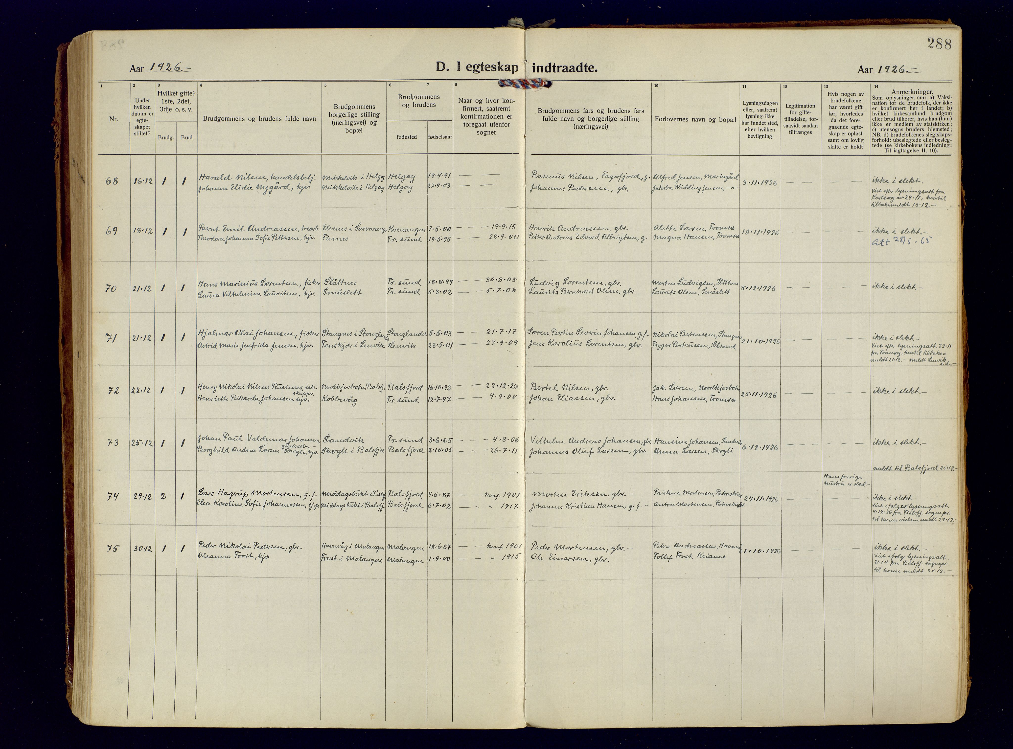 Tromsøysund sokneprestkontor, AV/SATØ-S-1304/G/Ga/L0009kirke: Parish register (official) no. 9, 1922-1934, p. 288