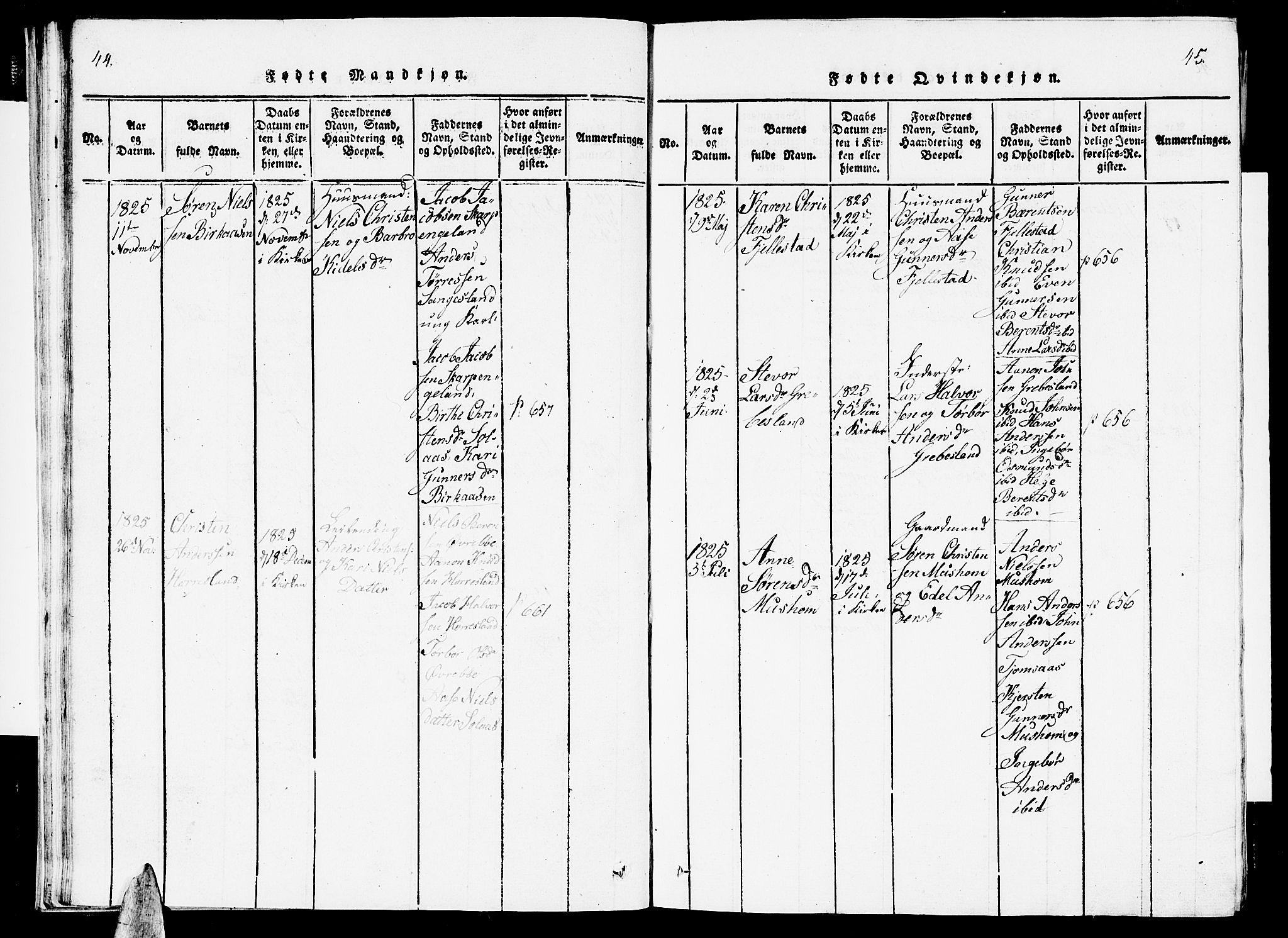 Vennesla sokneprestkontor, AV/SAK-1111-0045/Fb/Fbc/L0001: Parish register (copy) no. B 1, 1820-1834, p. 44-45