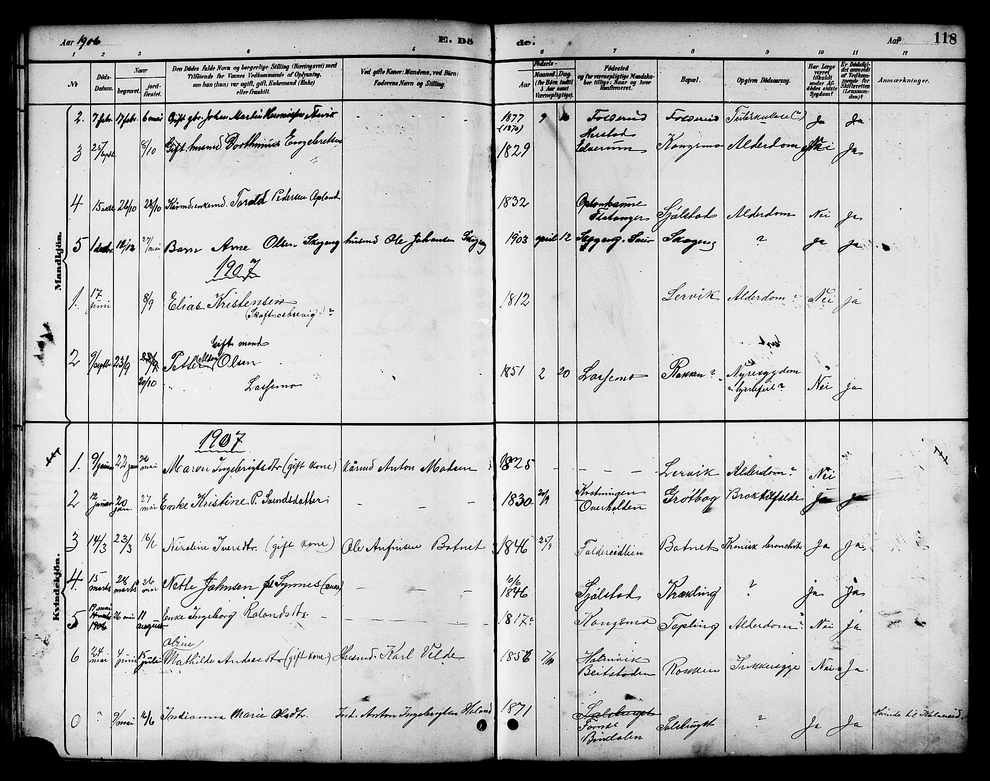 Ministerialprotokoller, klokkerbøker og fødselsregistre - Nord-Trøndelag, SAT/A-1458/783/L0662: Parish register (copy) no. 783C02, 1894-1919, p. 118
