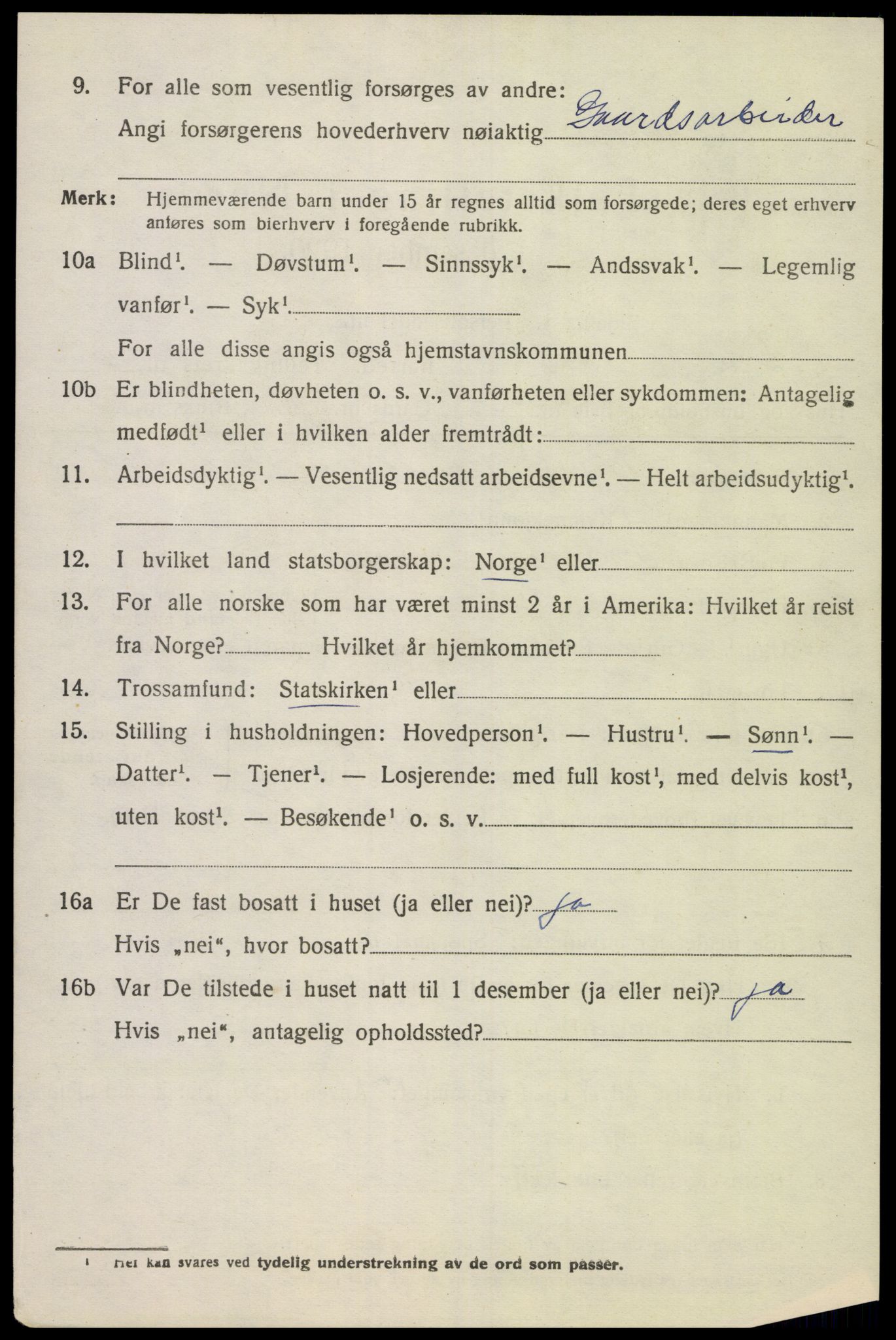 SAK, 1920 census for Grindheim, 1920, p. 1838