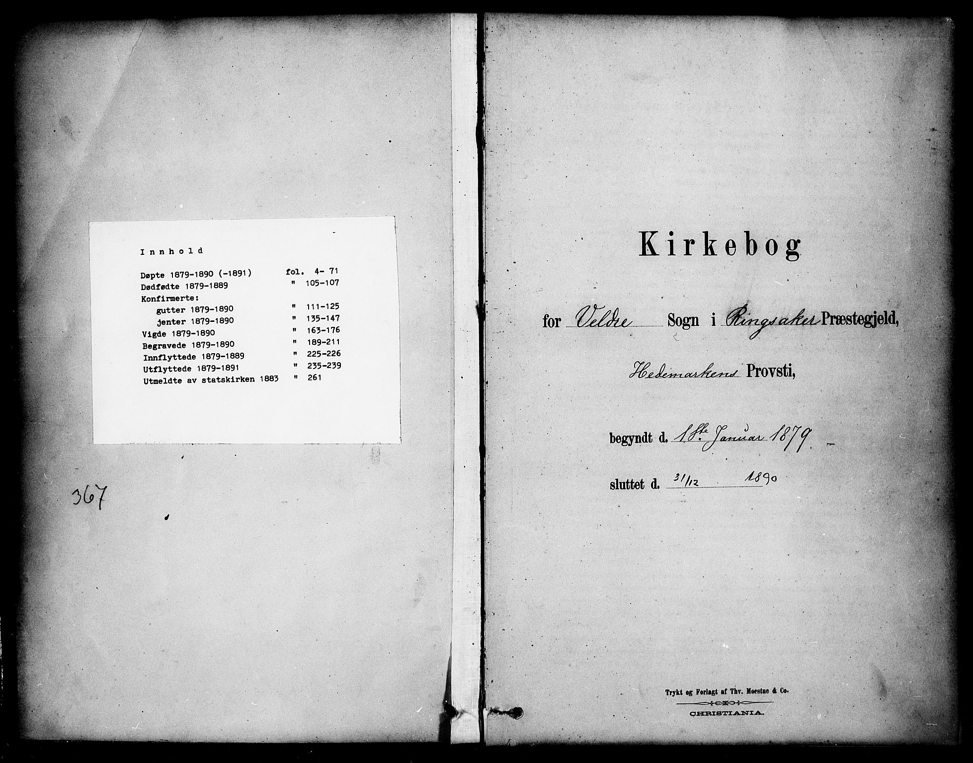 Ringsaker prestekontor, SAH/PREST-014/K/Ka/L0014: Parish register (official) no. 14, 1879-1890, p. 1