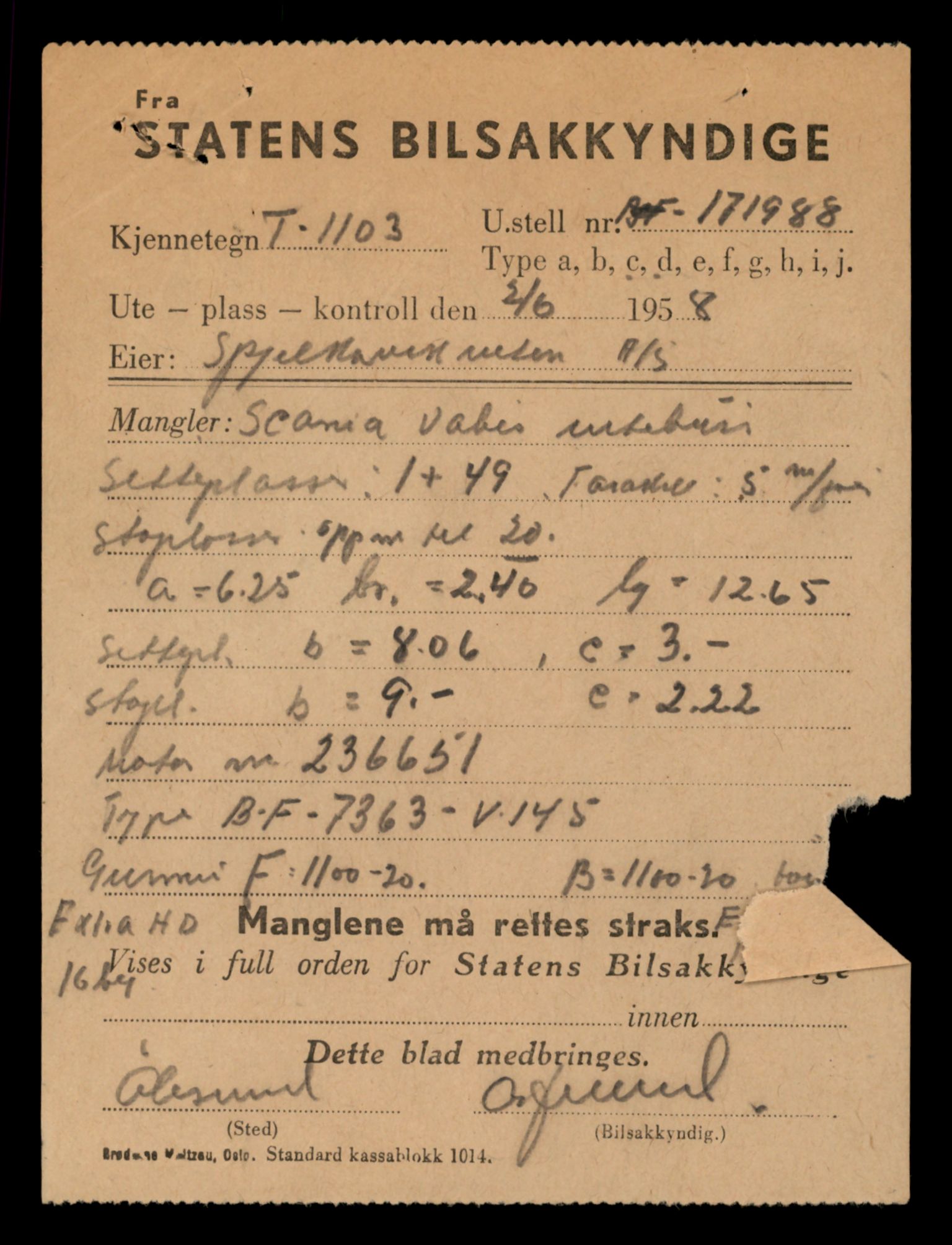 Møre og Romsdal vegkontor - Ålesund trafikkstasjon, AV/SAT-A-4099/F/Fe/L0010: Registreringskort for kjøretøy T 1050 - T 1169, 1927-1998, p. 1574