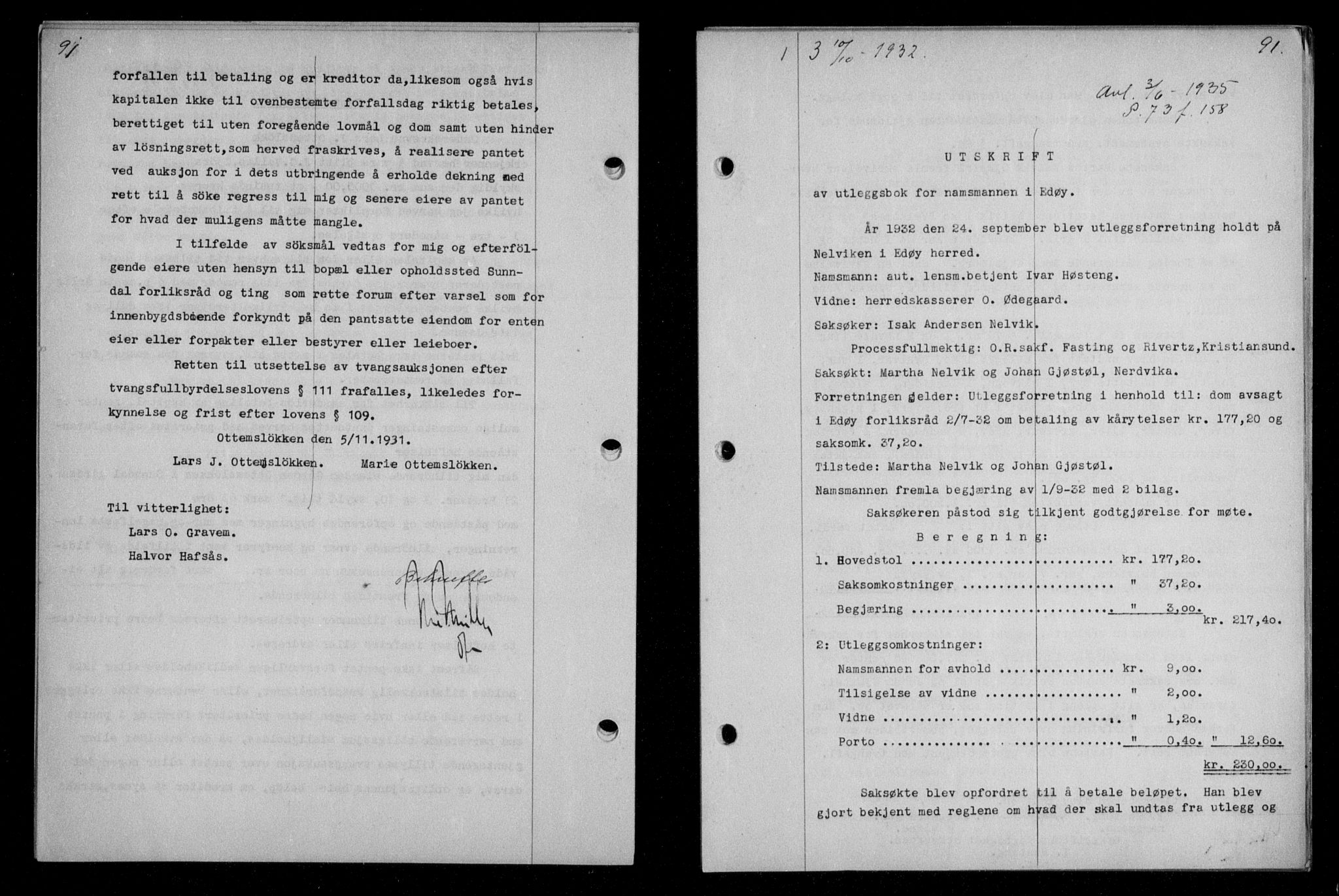 Nordmøre sorenskriveri, AV/SAT-A-4132/1/2/2Ca/L0076: Mortgage book no. 66, 1932-1933, Deed date: 10.10.1932