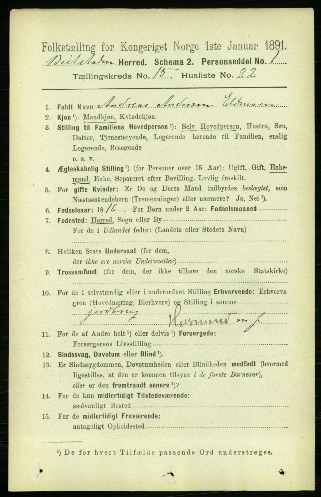 RA, 1891 census for 1727 Beitstad, 1891, p. 4134