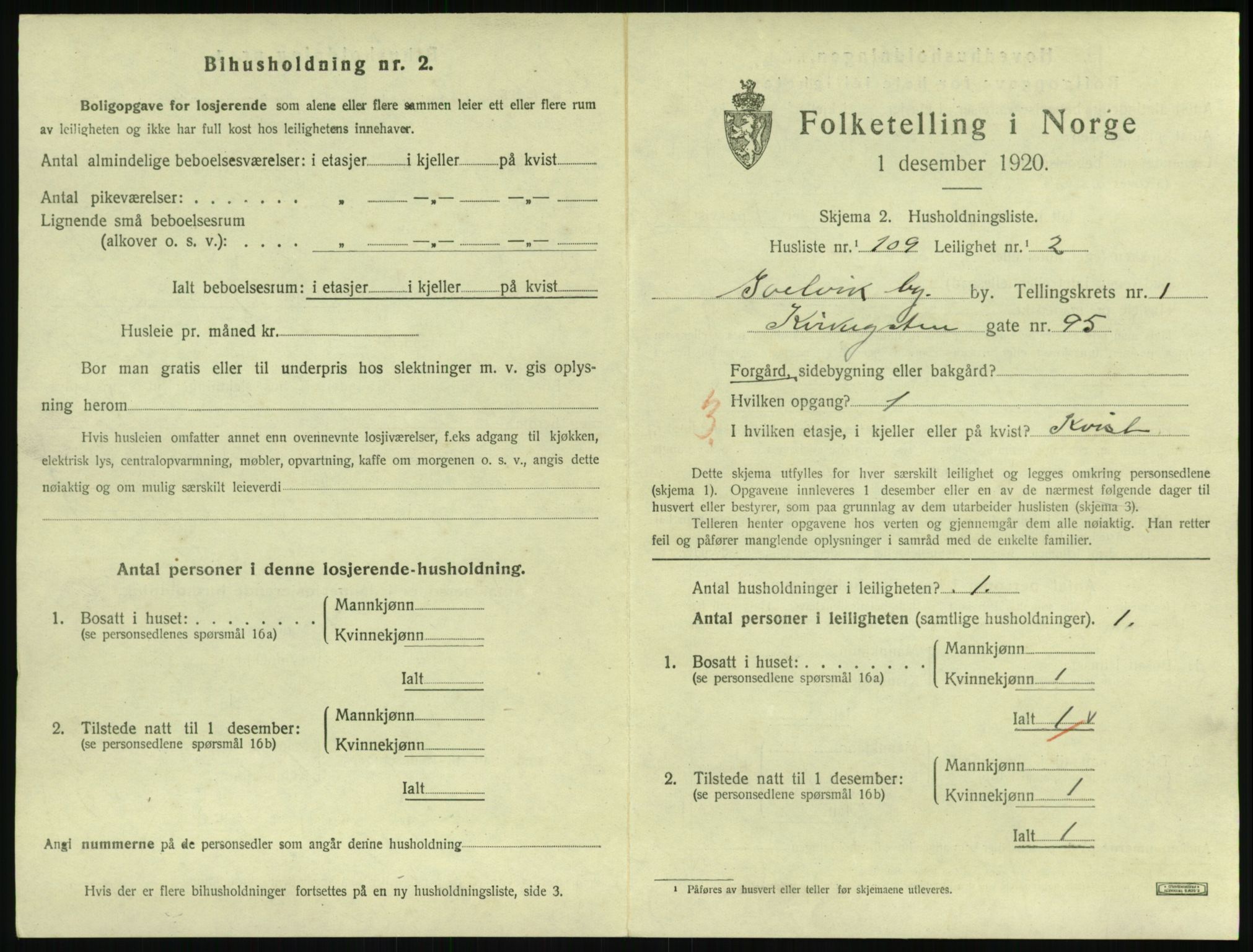 SAKO, 1920 census for Svelvik, 1920, p. 825