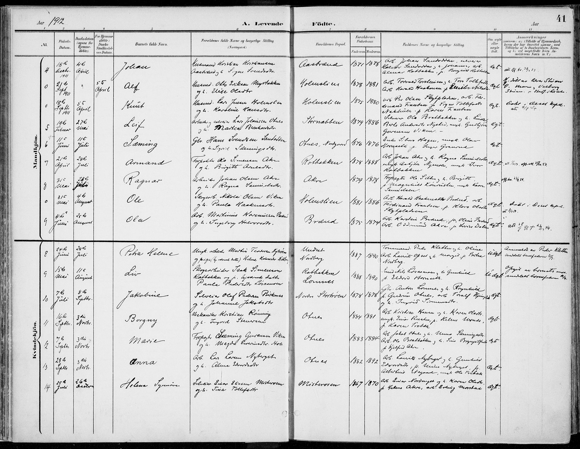 Rendalen prestekontor, SAH/PREST-054/H/Ha/Haa/L0011: Parish register (official) no. 11, 1901-1925, p. 41