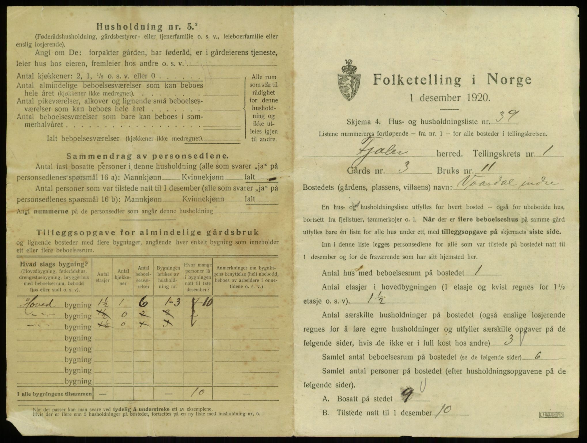 SAB, 1920 census for Fjaler, 1920, p. 148