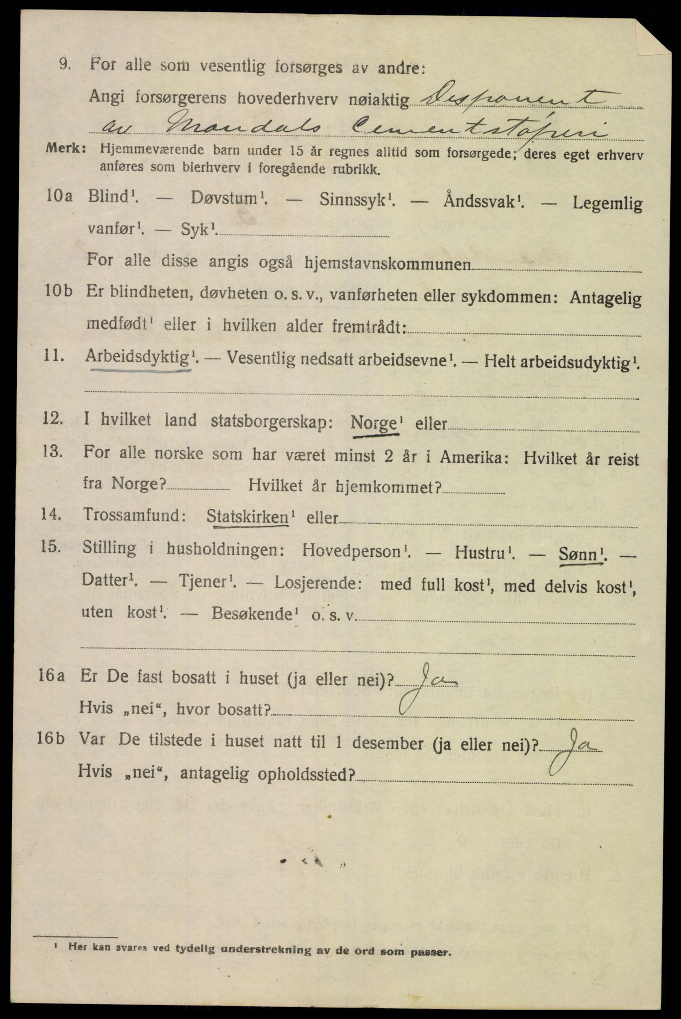 SAK, 1920 census for Mandal, 1920, p. 4210