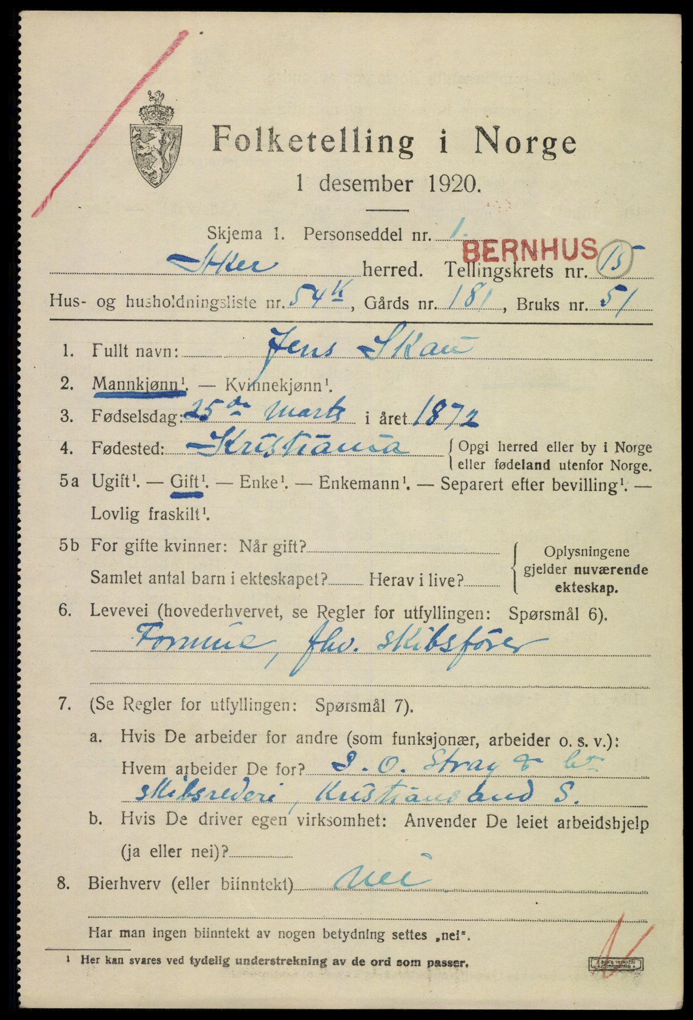 SAO, 1920 census for Aker, 1920, p. 89180