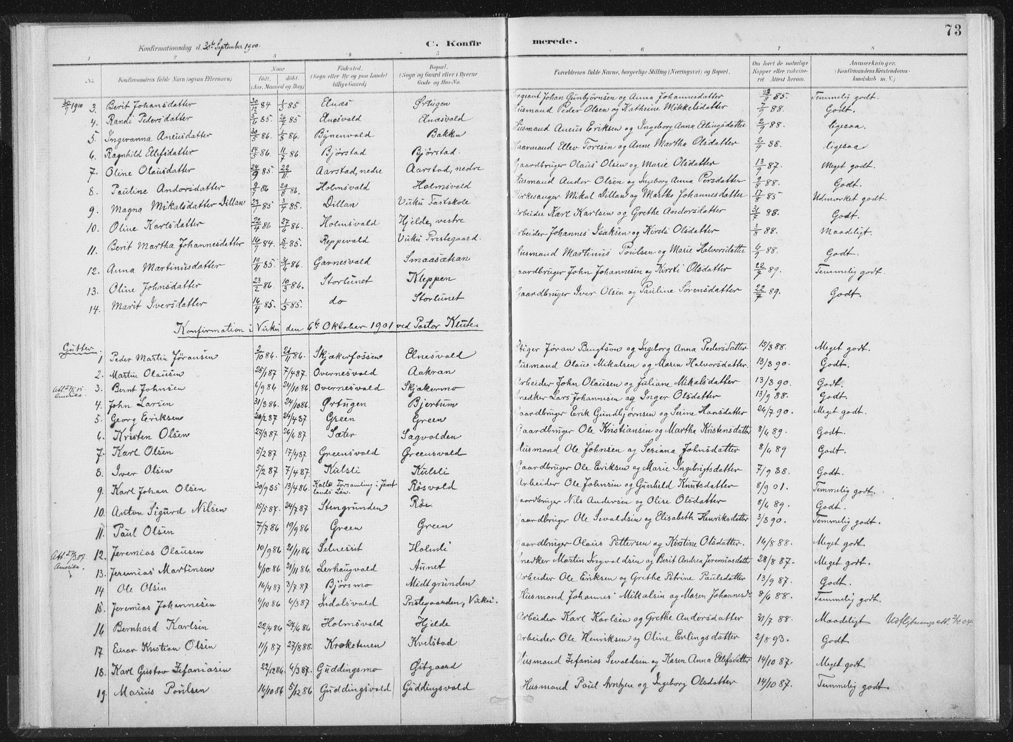 Ministerialprotokoller, klokkerbøker og fødselsregistre - Nord-Trøndelag, SAT/A-1458/724/L0263: Parish register (official) no. 724A01, 1891-1907, p. 73