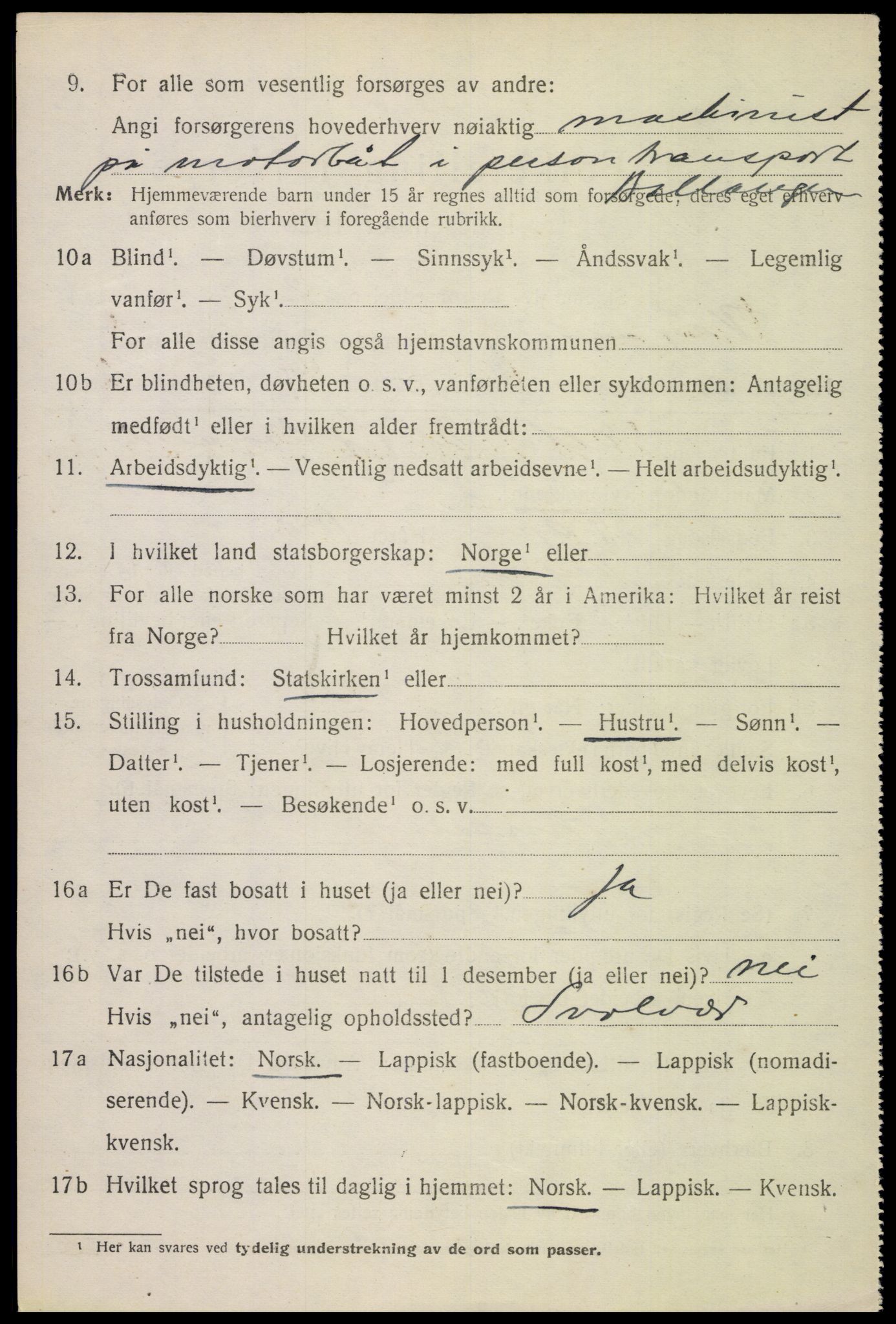 SAT, 1920 census for Vågan, 1920, p. 5424