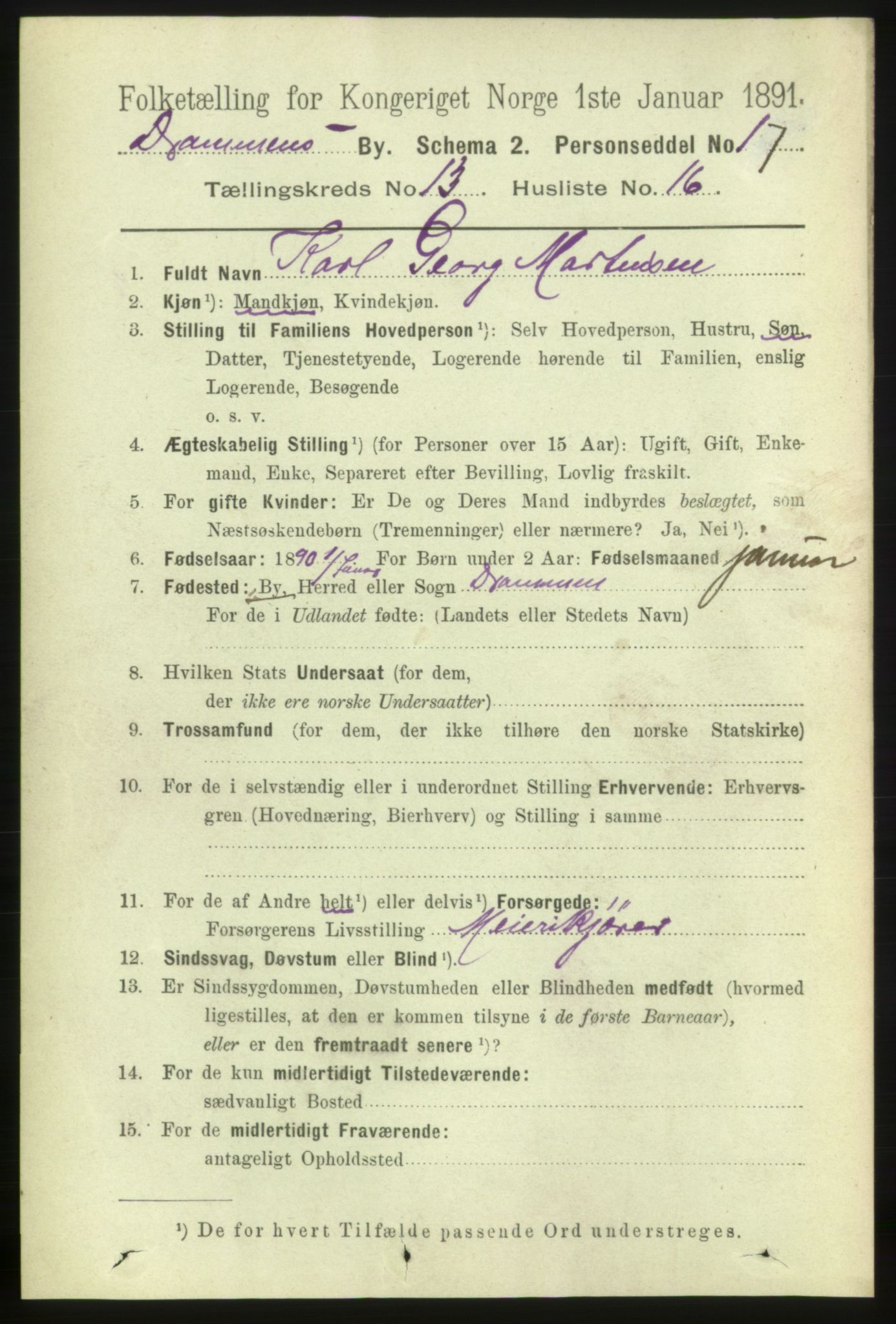 RA, 1891 census for 0602 Drammen, 1891, p. 9755