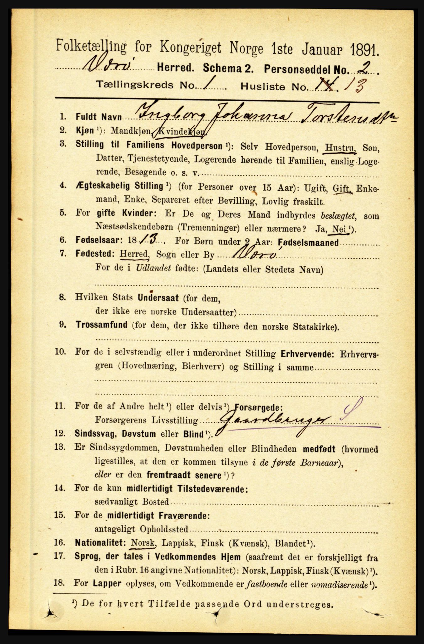 RA, 1891 census for 1857 Værøy, 1891, p. 131