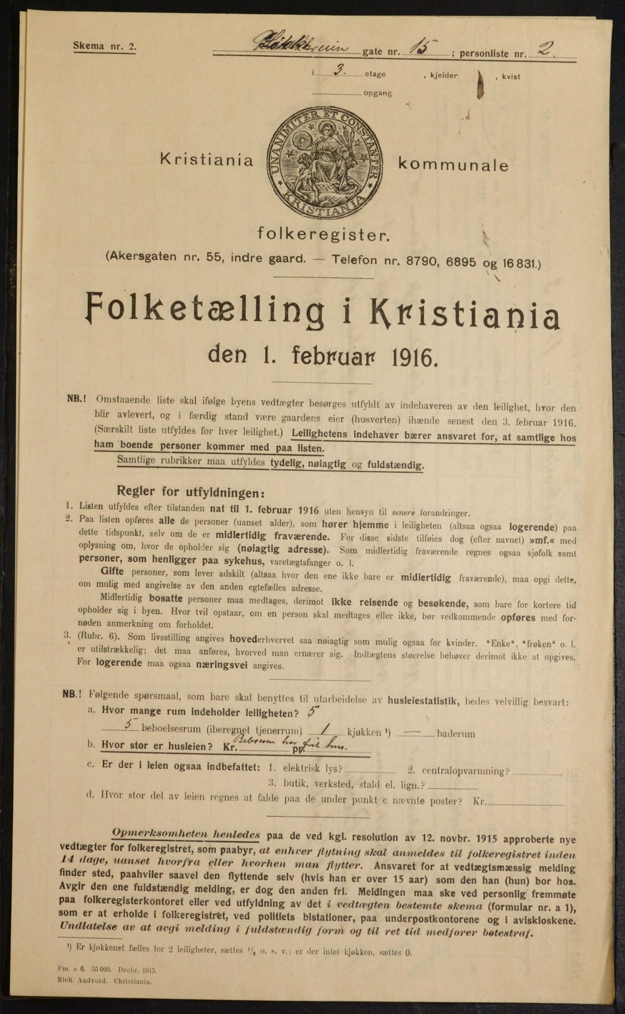 OBA, Municipal Census 1916 for Kristiania, 1916, p. 60091