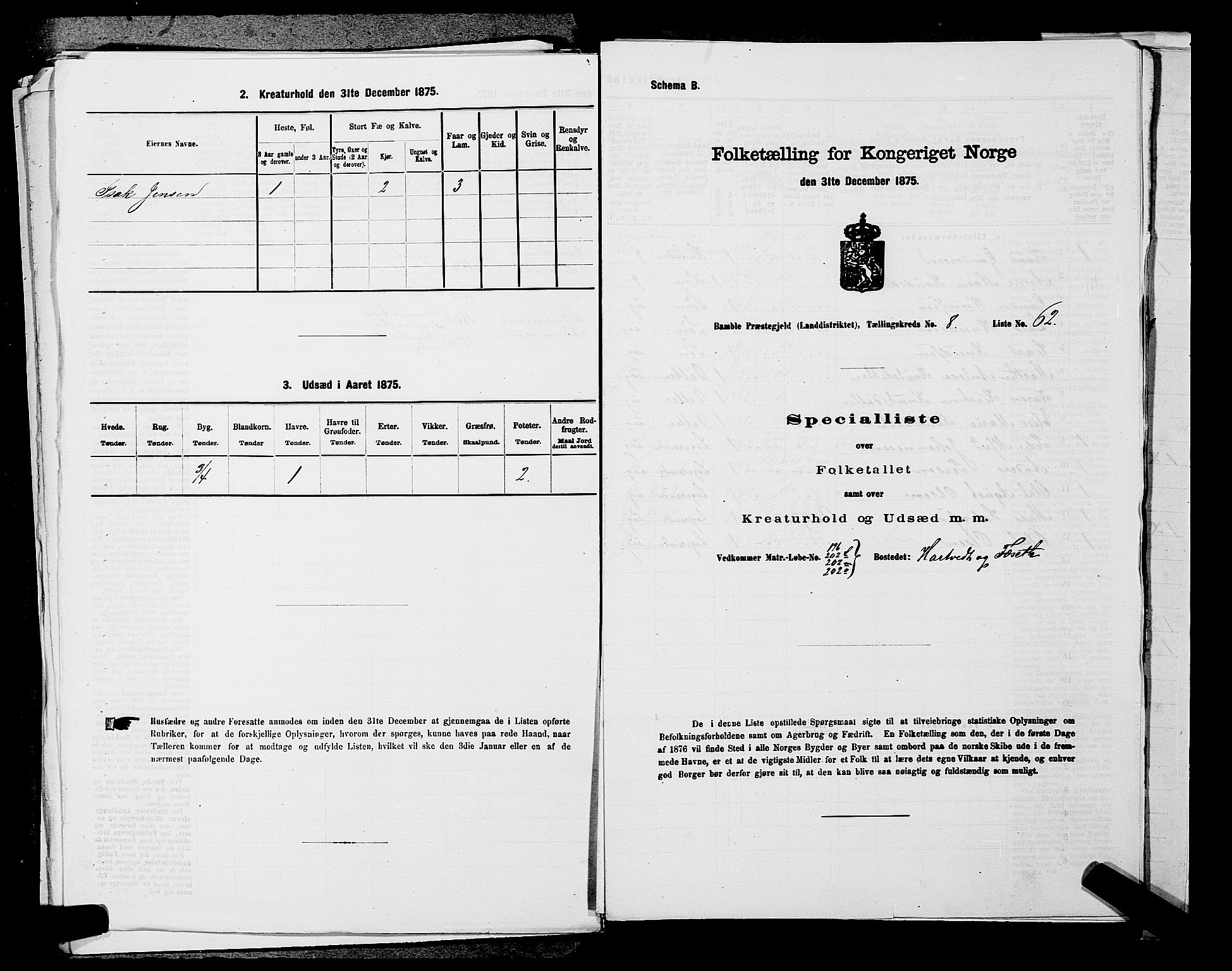 SAKO, 1875 census for 0814L Bamble/Bamble, 1875, p. 1167