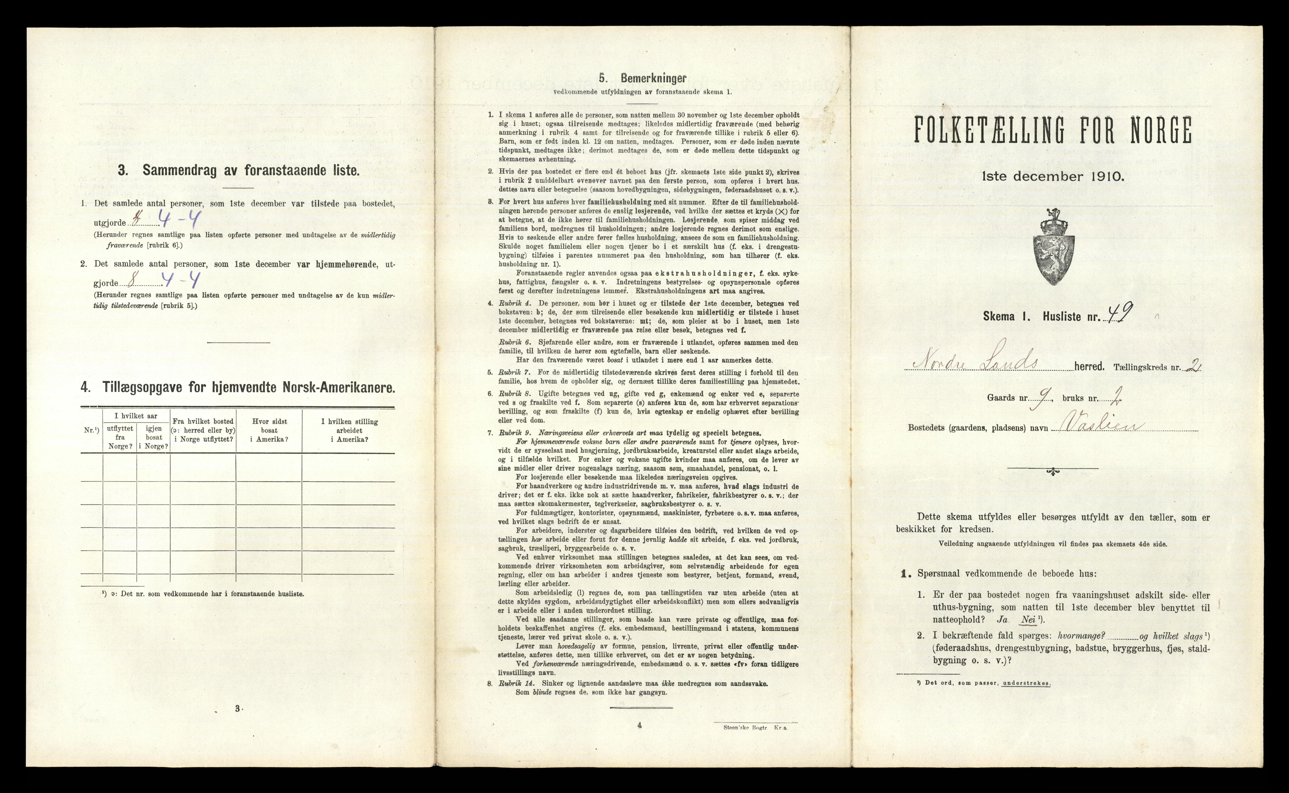 RA, 1910 census for Nordre Land, 1910, p. 267