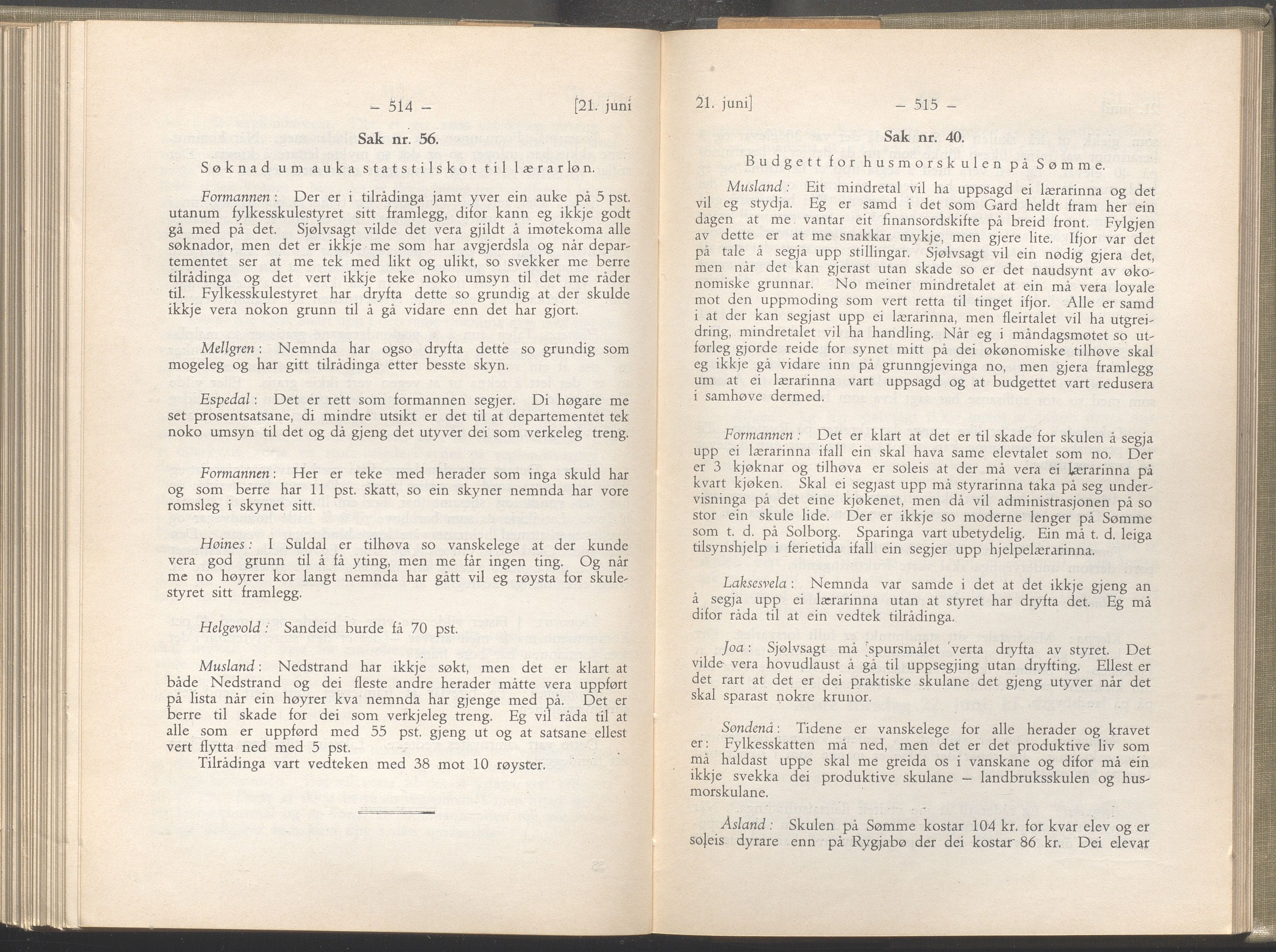 Rogaland fylkeskommune - Fylkesrådmannen , IKAR/A-900/A/Aa/Aaa/L0052: Møtebok , 1933, p. 514-515