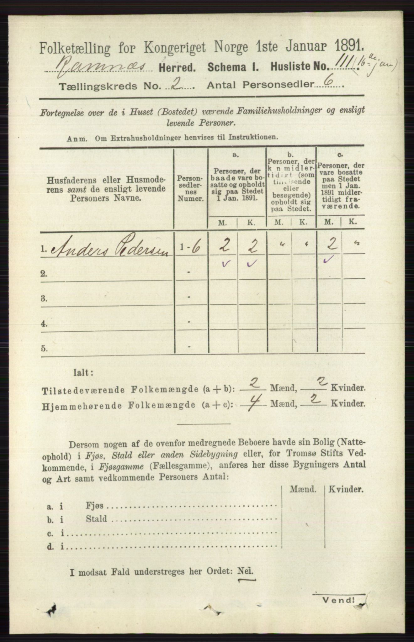 RA, 1891 census for 0718 Ramnes, 1891, p. 565