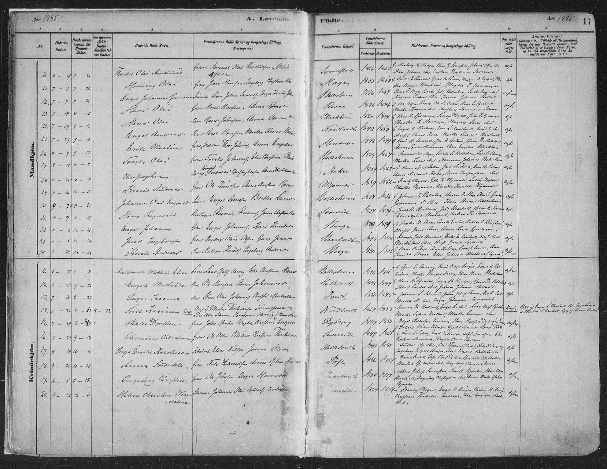 Fusa sokneprestembete, AV/SAB-A-75401/H/Haa: Parish register (official) no. D 1, 1880-1938, p. 17