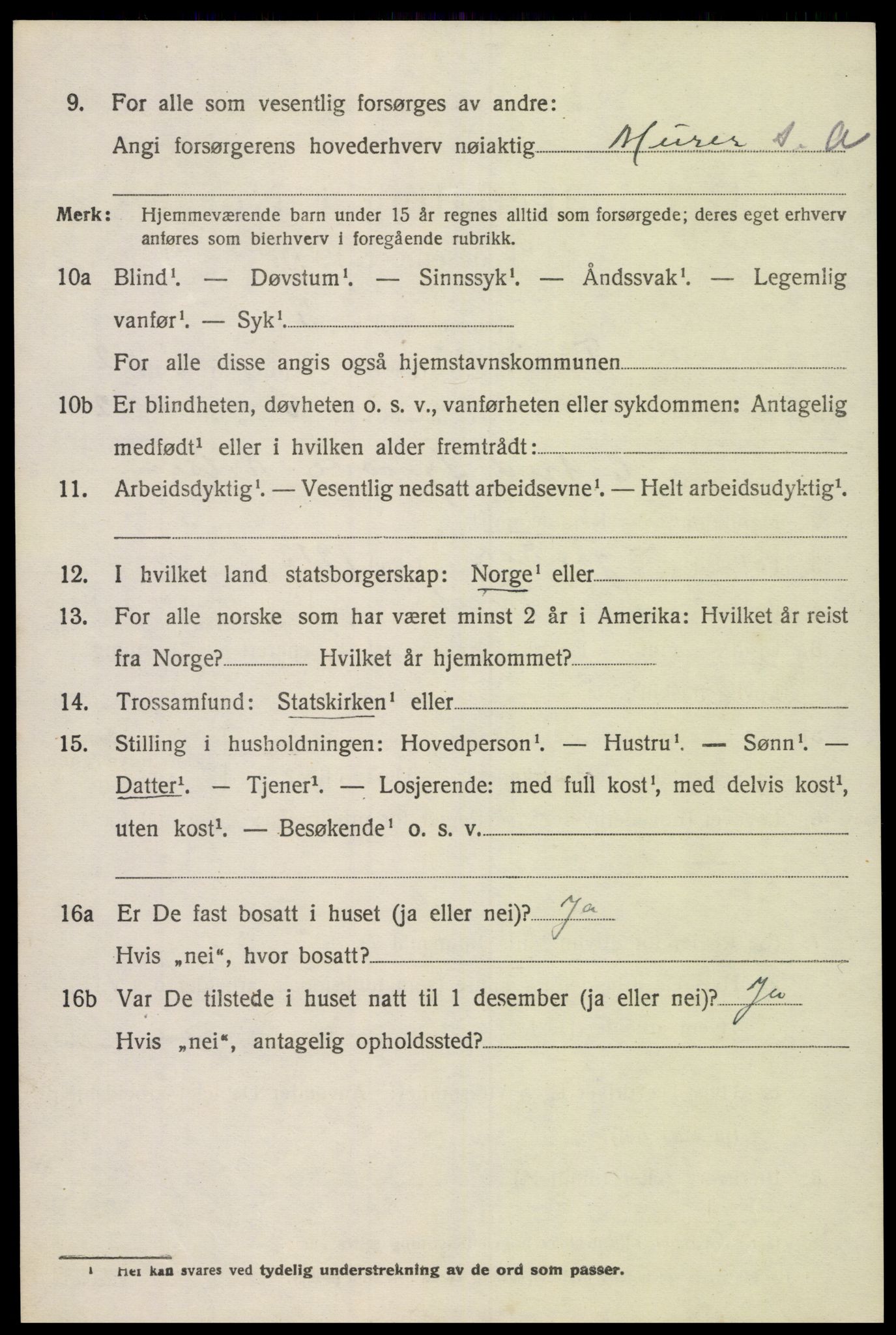 SAK, 1920 census for Tveit, 1920, p. 1483