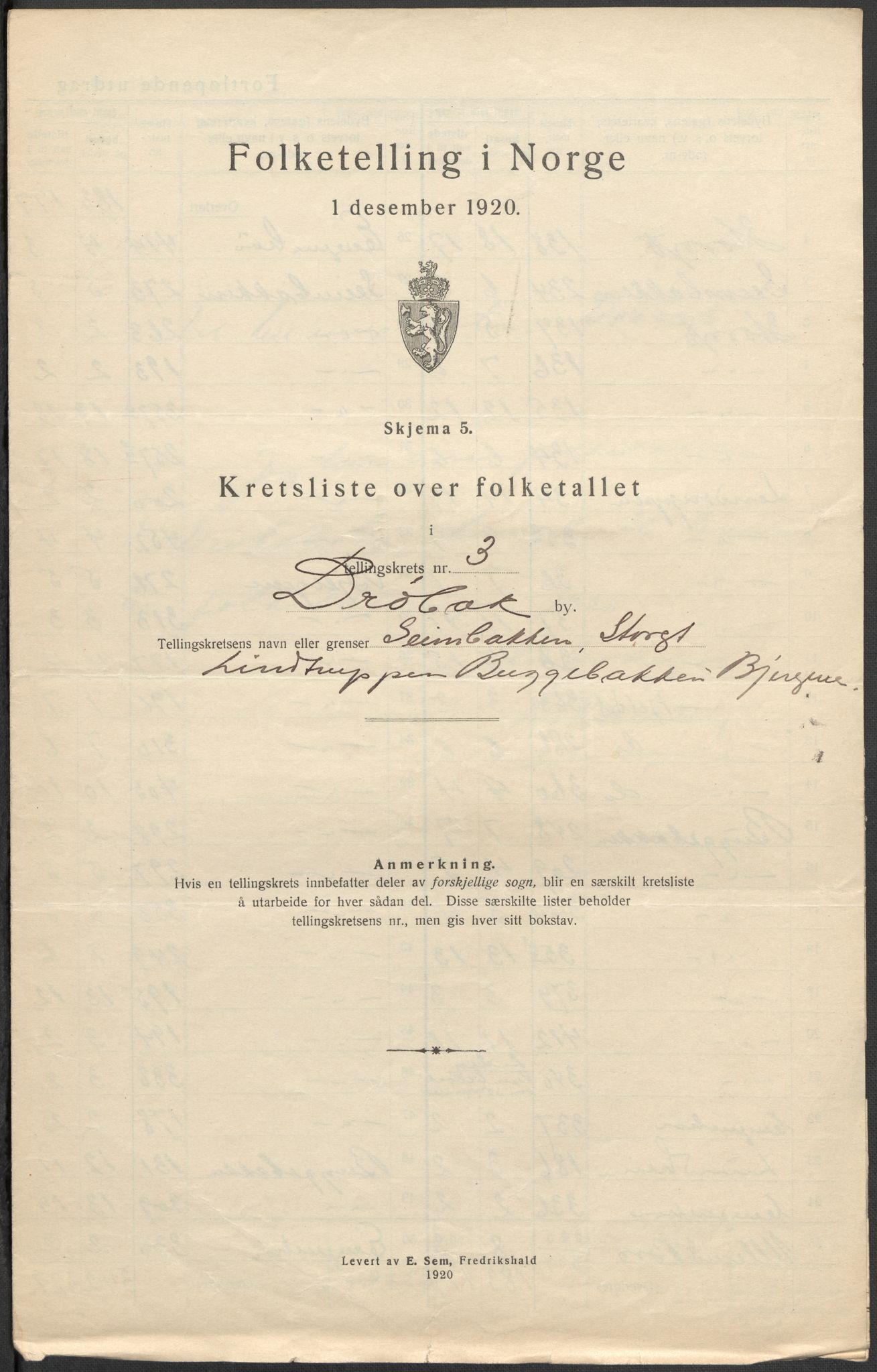 SAO, 1920 census for Drøbak, 1920, p. 13