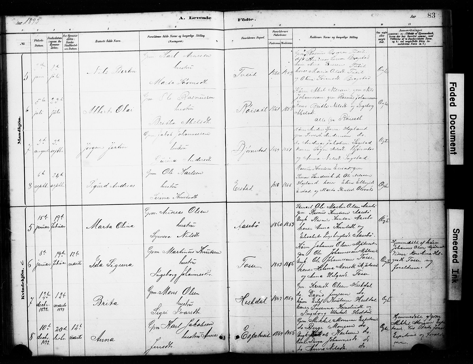 Alversund Sokneprestembete, AV/SAB-A-73901/H/Ha/Hab: Parish register (copy) no. C 3, 1881-1894, p. 83