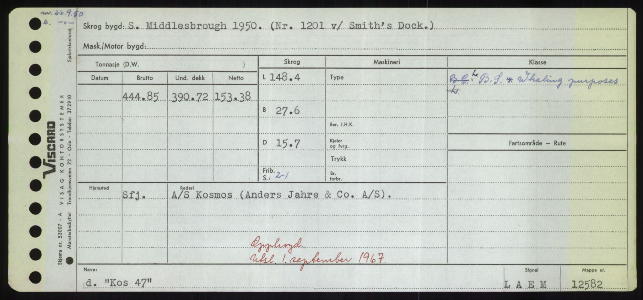 Sjøfartsdirektoratet med forløpere, Skipsmålingen, AV/RA-S-1627/H/Hd/L0021: Fartøy, Kor-Kår, p. 95