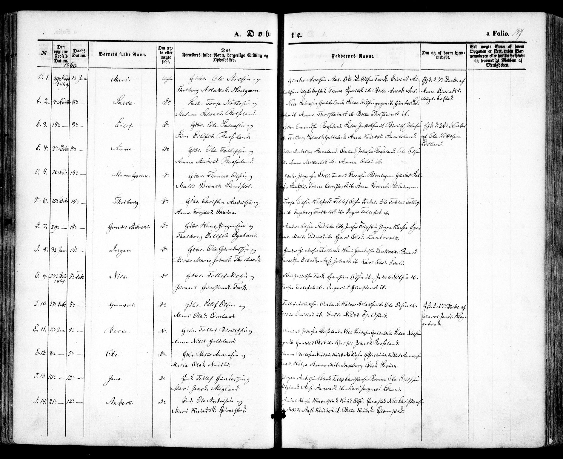 Evje sokneprestkontor, SAK/1111-0008/F/Fa/Faa/L0005: Parish register (official) no. A 5, 1843-1865, p. 147