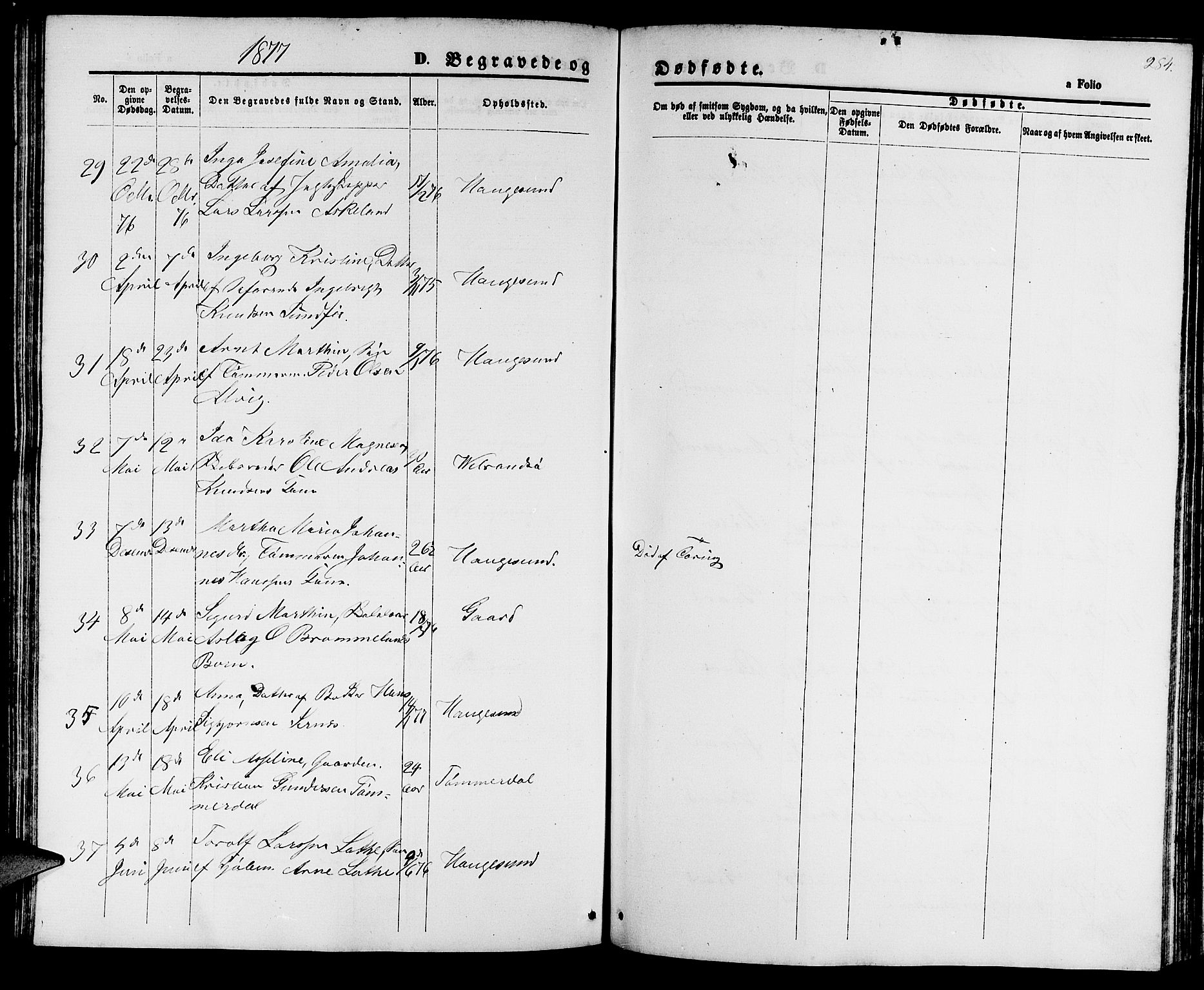 Haugesund sokneprestkontor, AV/SAST-A -101863/H/Ha/Hab/L0001: Parish register (copy) no. B 1, 1873-1881, p. 284