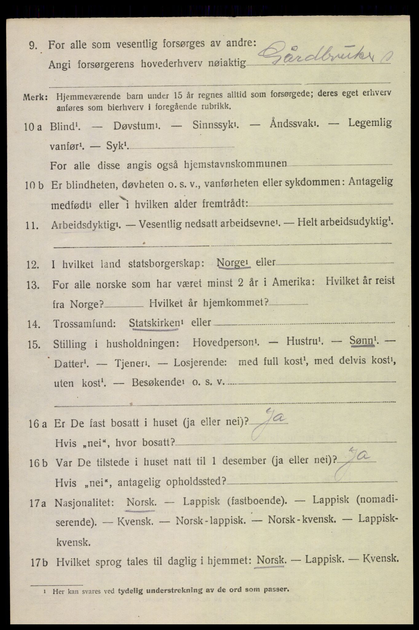 SAT, 1920 census for Dverberg, 1920, p. 7105