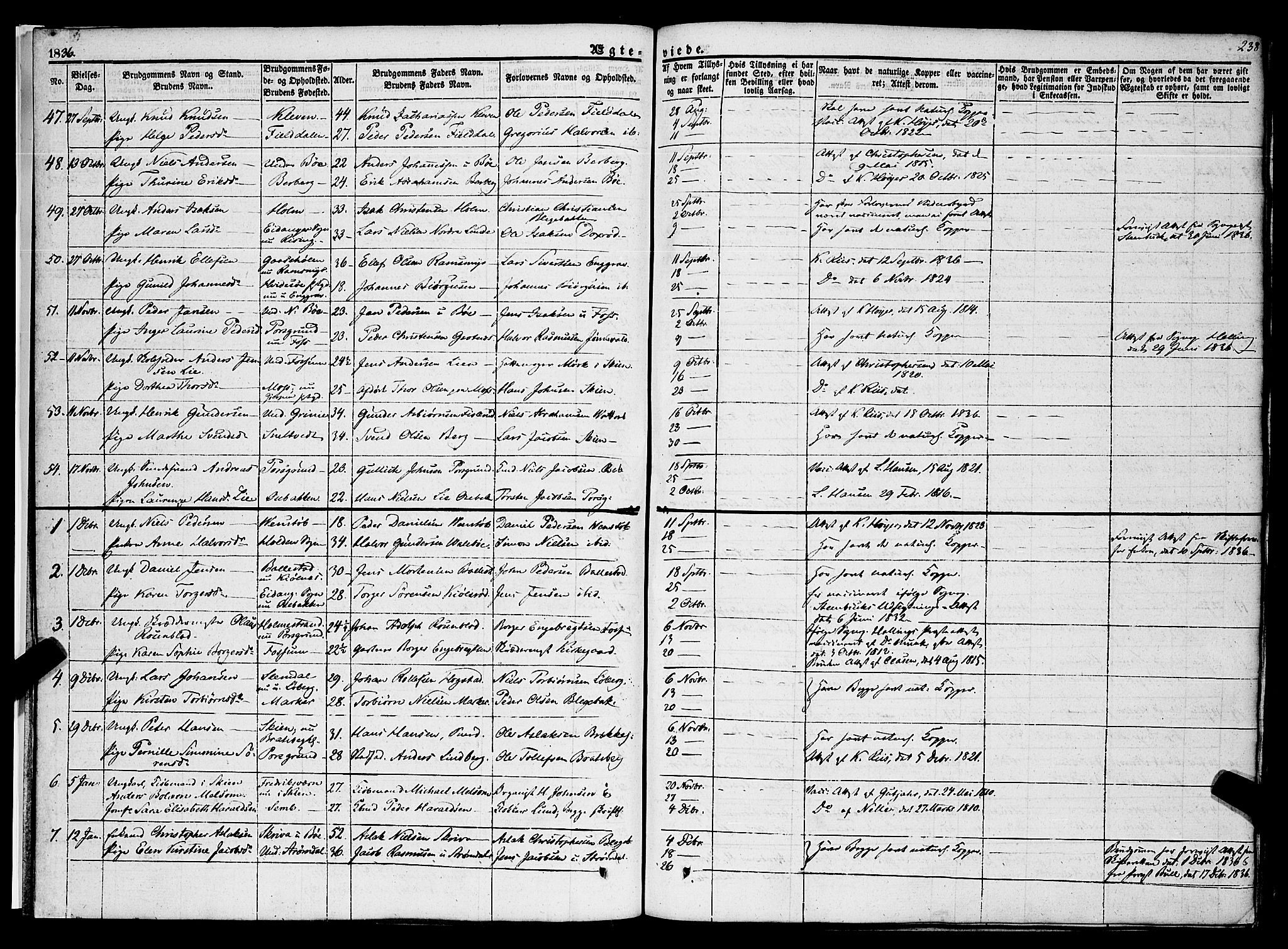 Gjerpen kirkebøker, SAKO/A-265/F/Fa/L0007b: Parish register (official) no. I 7B, 1834-1857, p. 238