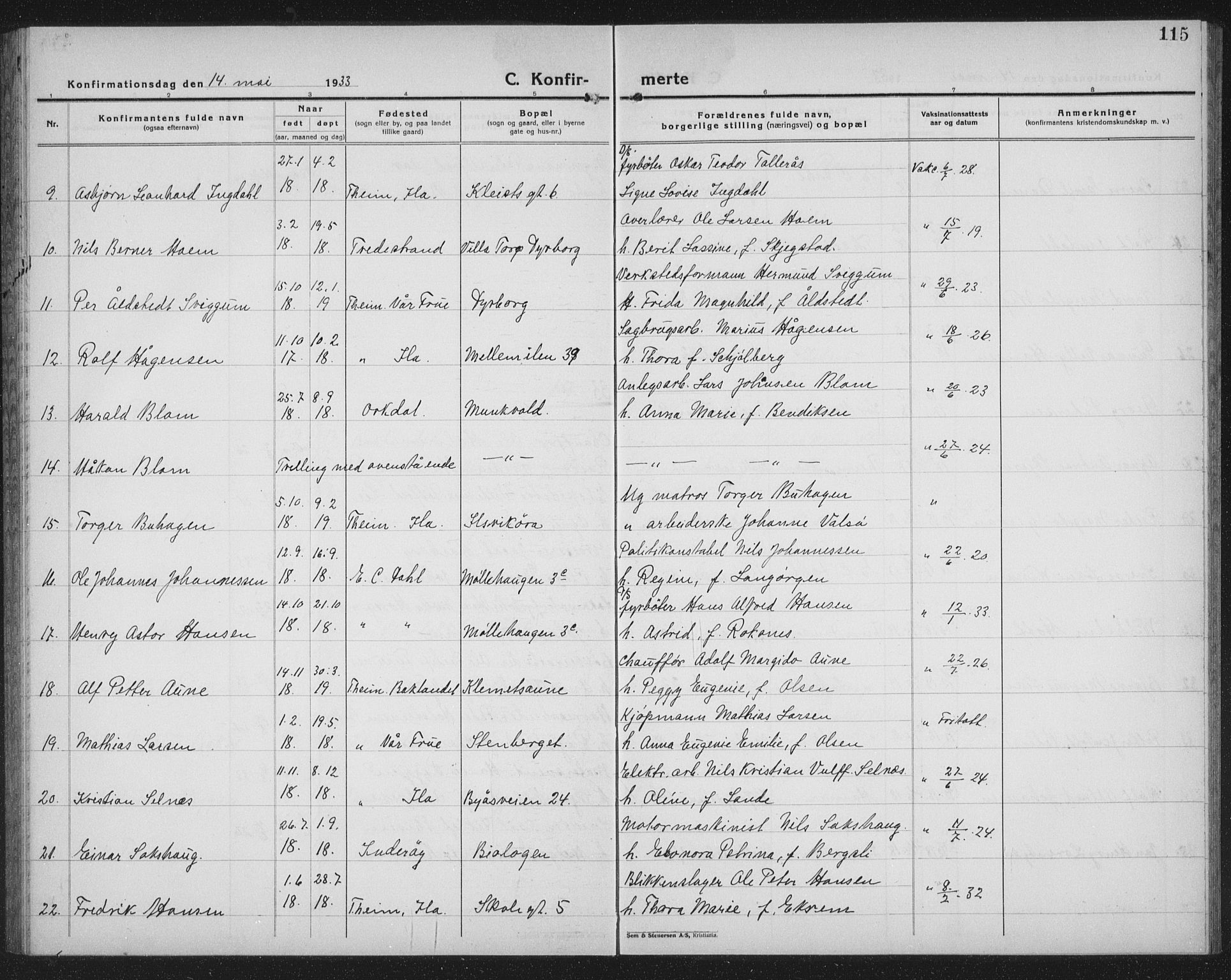 Ministerialprotokoller, klokkerbøker og fødselsregistre - Sør-Trøndelag, SAT/A-1456/603/L0175: Parish register (copy) no. 603C03, 1923-1941, p. 115