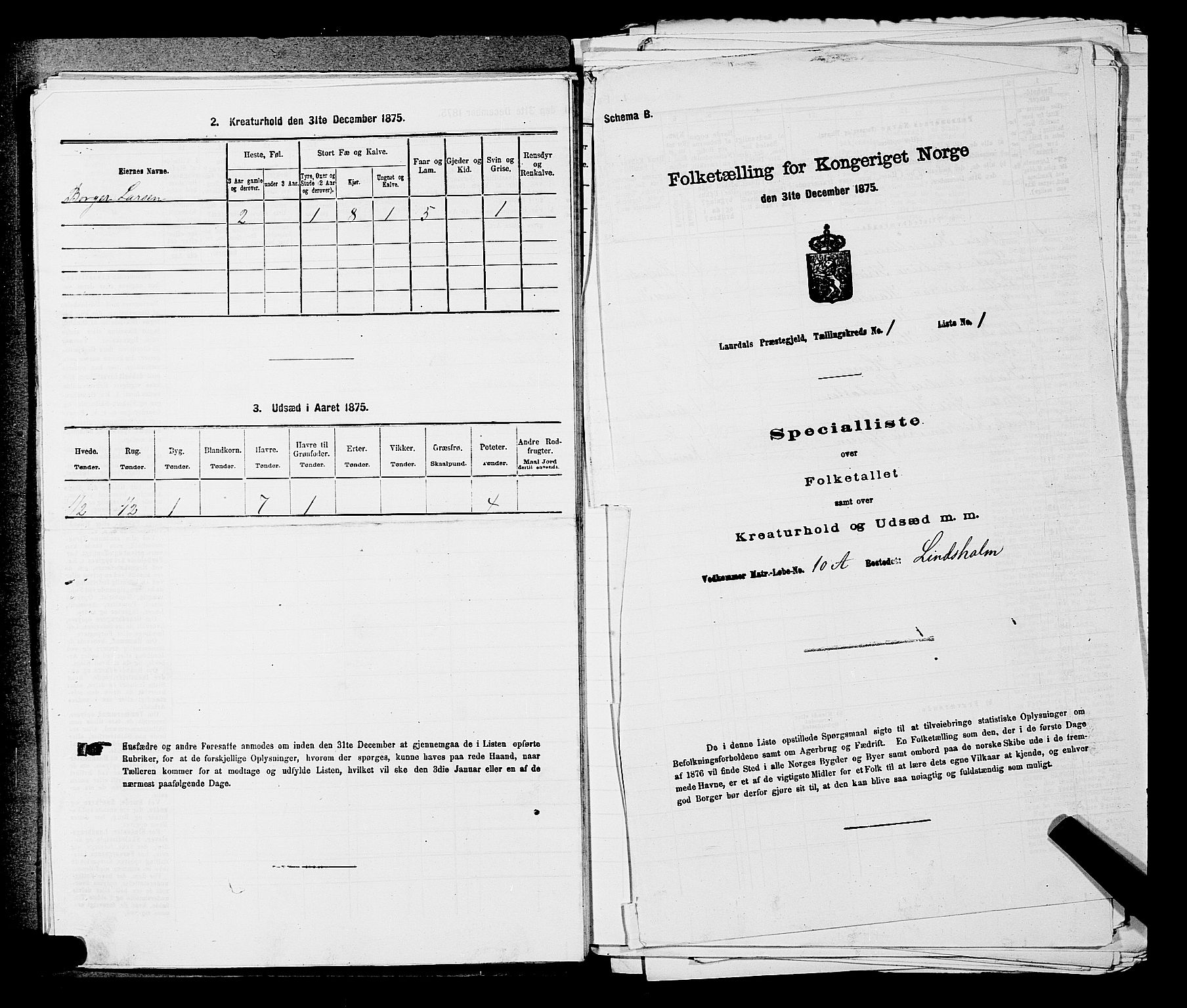 SAKO, 1875 census for 0728P Lardal, 1875, p. 86