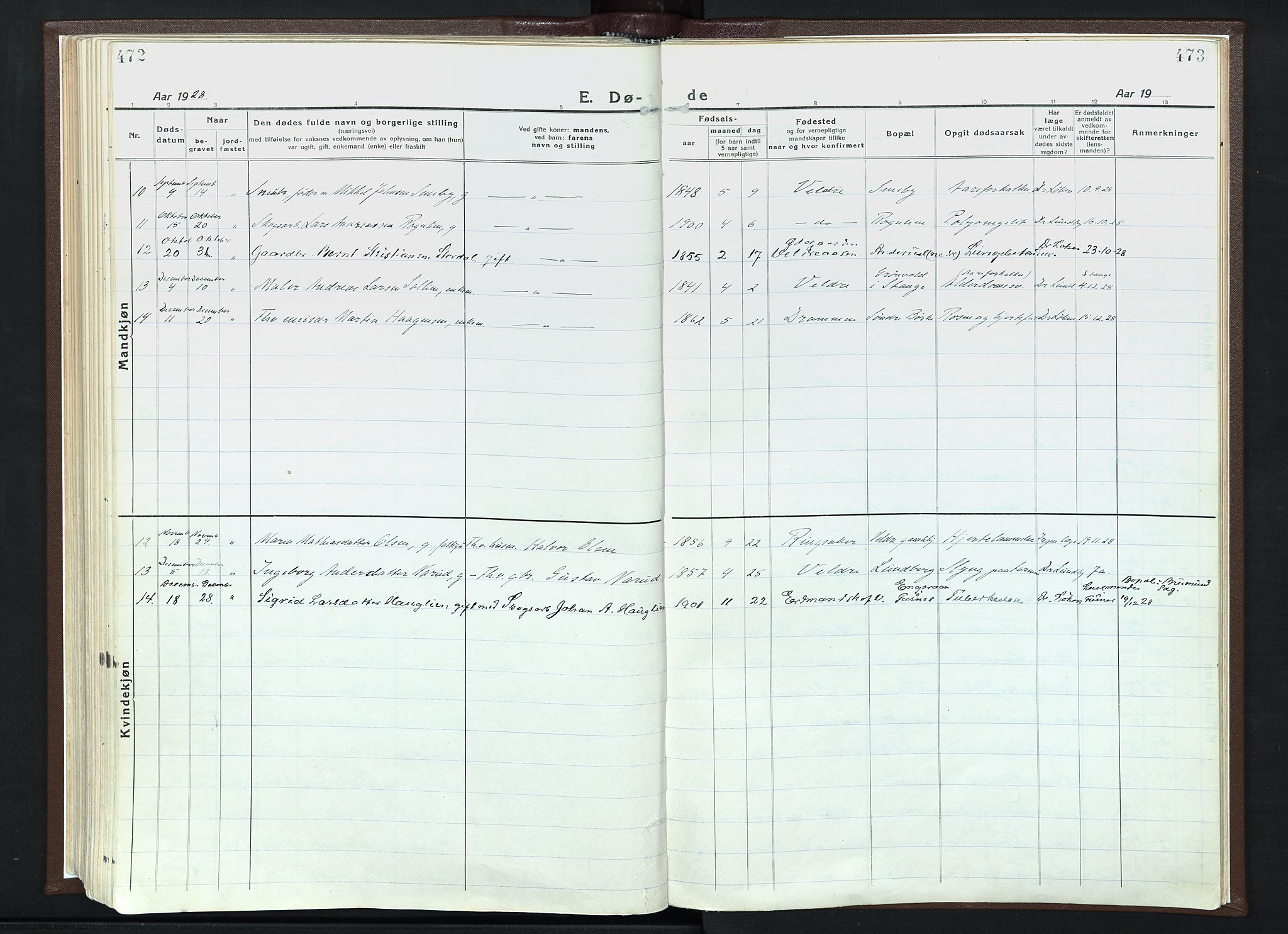 Veldre prestekontor, AV/SAH-PREST-018/K/Ka/L0001: Parish register (official) no. 1, 1921-1934, p. 472-473