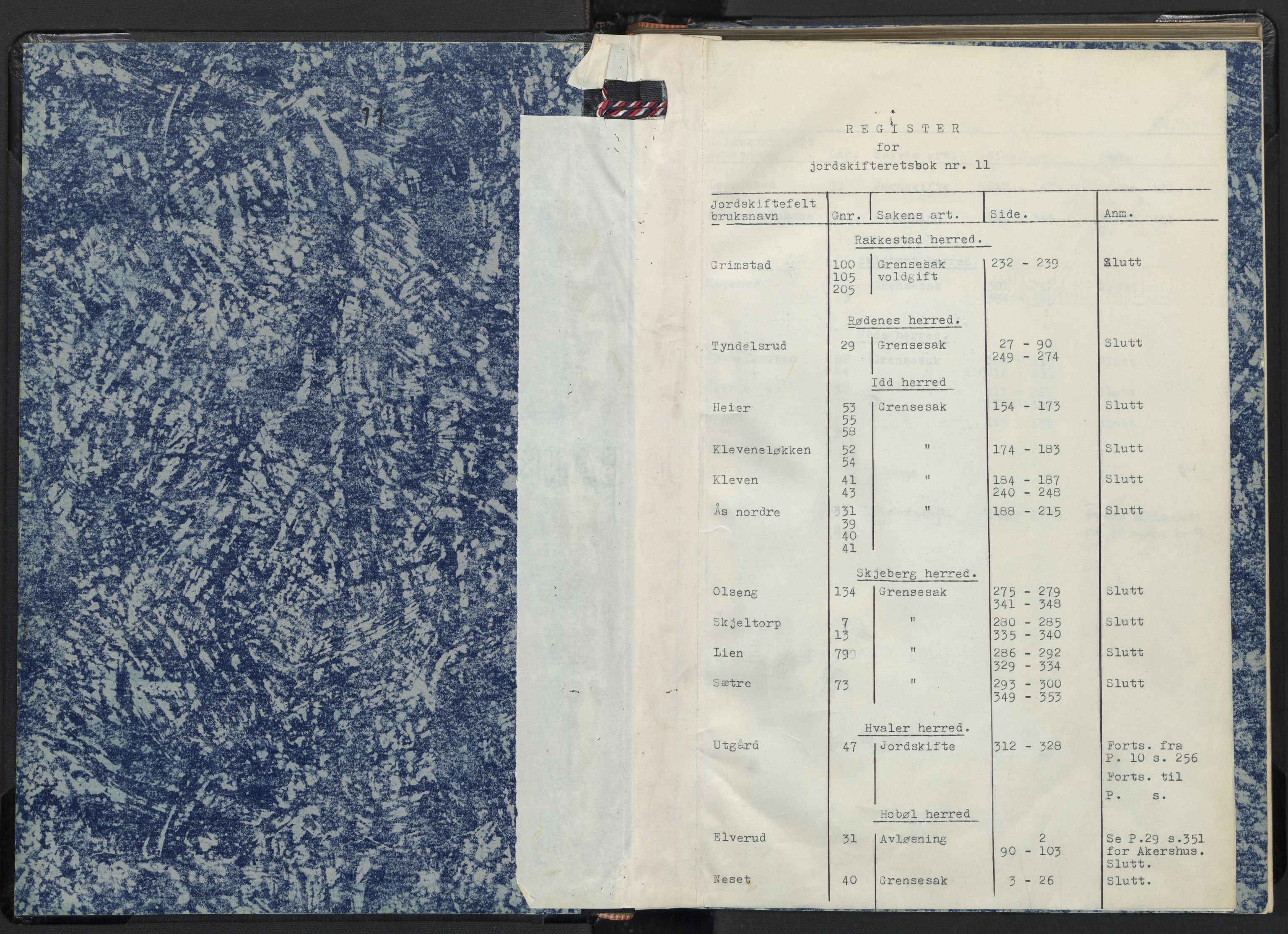 Østfold jordskifterett, AV/SAO-A-10240/F/Fc/L0011: Forhandlingsprotokoller, 1956-1961