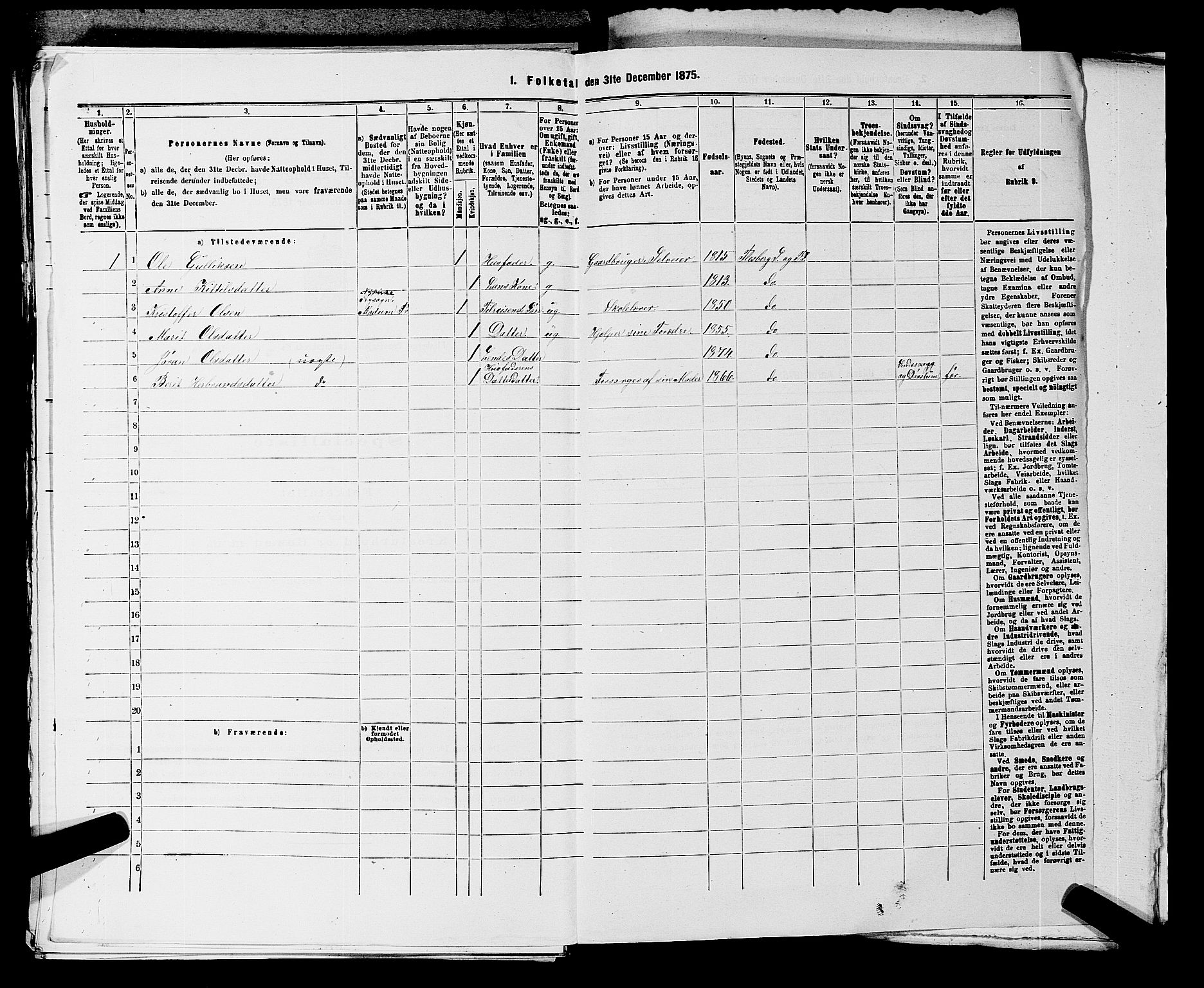 SAKO, 1875 census for 0631P Flesberg, 1875, p. 457