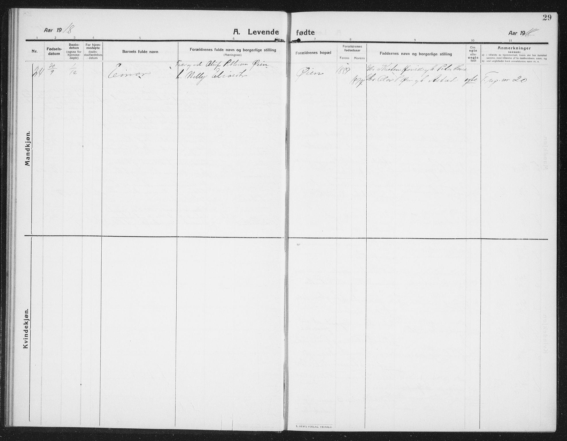 Ministerialprotokoller, klokkerbøker og fødselsregistre - Nord-Trøndelag, AV/SAT-A-1458/774/L0630: Parish register (copy) no. 774C01, 1910-1934, p. 29