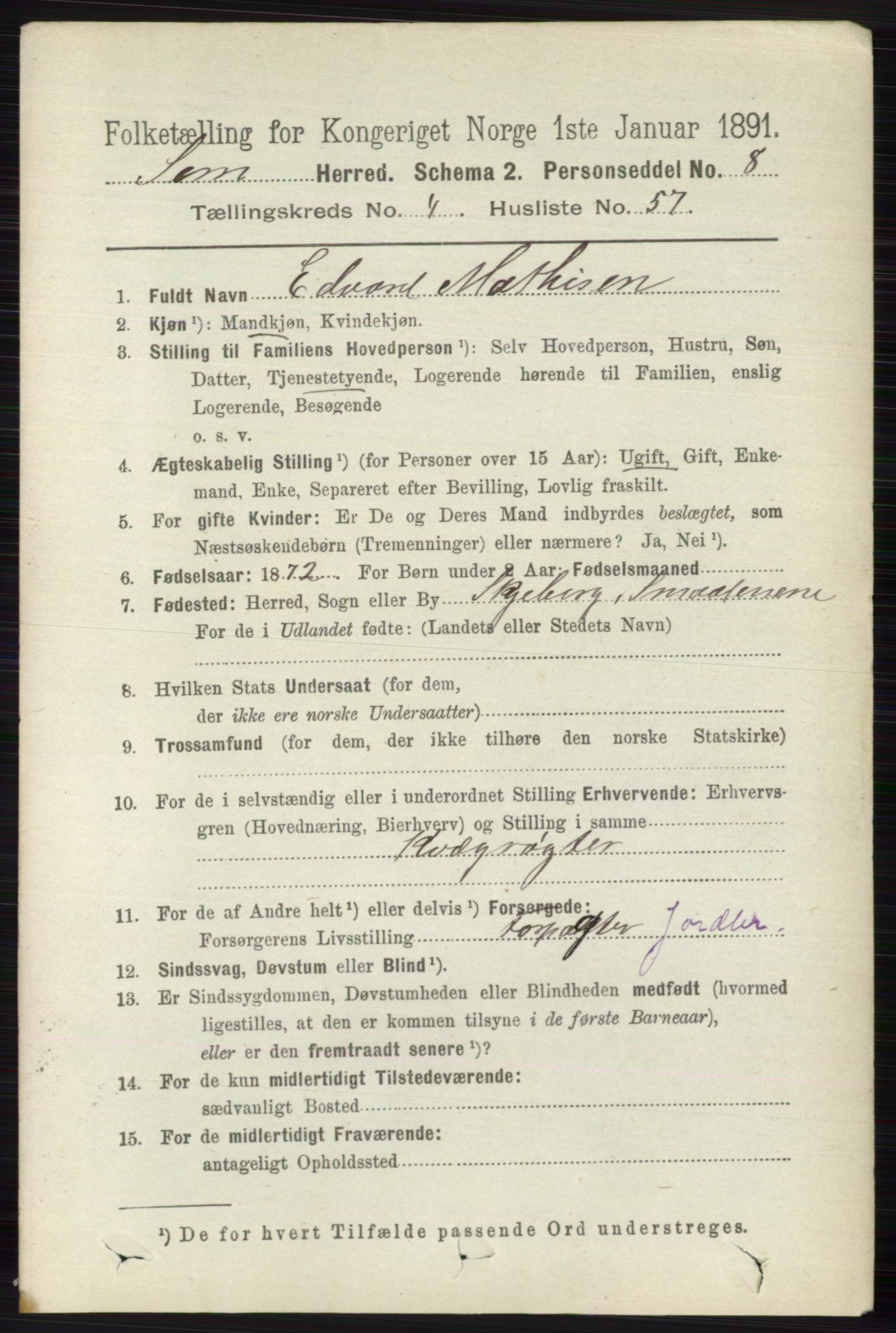 RA, 1891 census for 0721 Sem, 1891, p. 1959