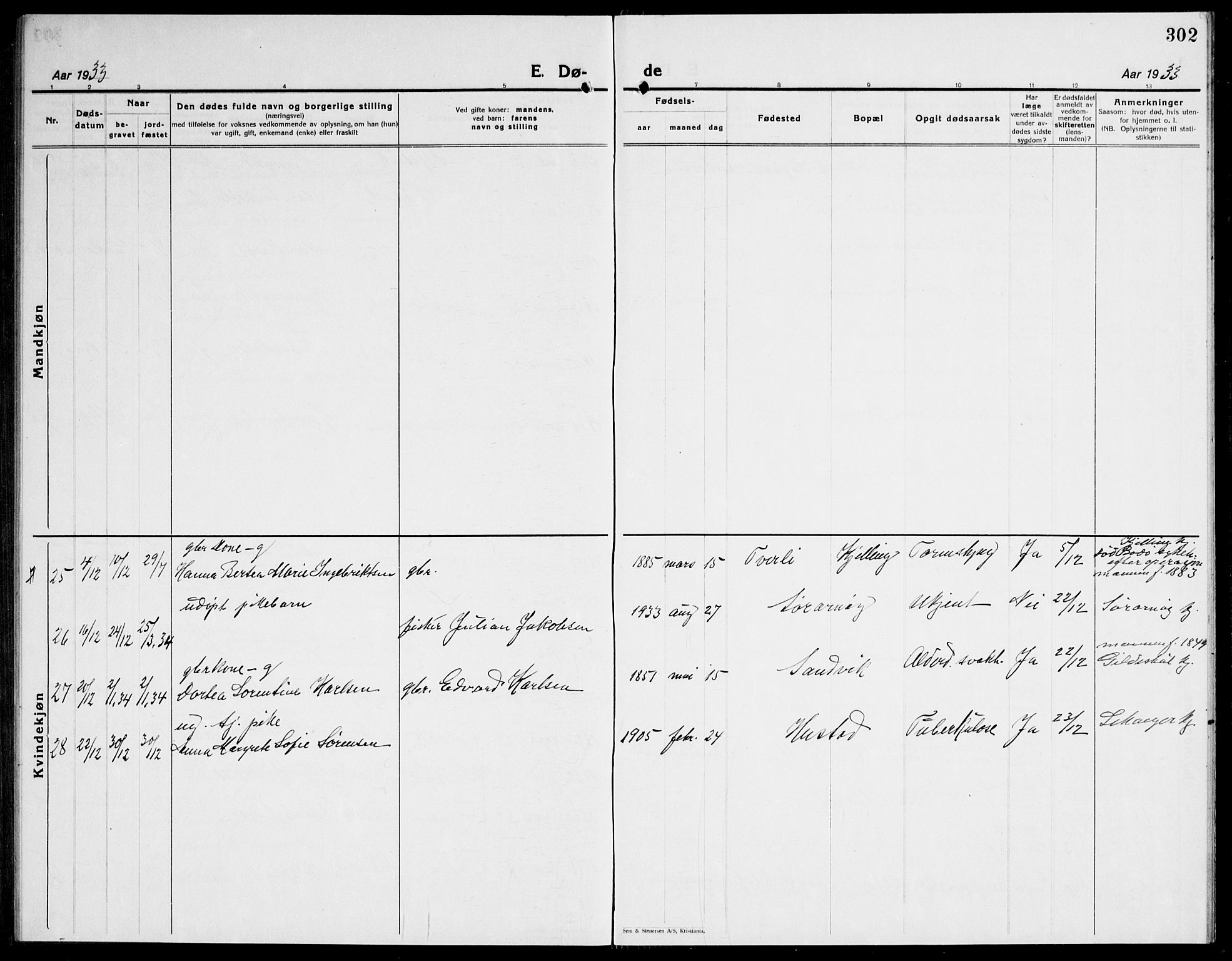 Ministerialprotokoller, klokkerbøker og fødselsregistre - Nordland, AV/SAT-A-1459/805/L0111: Parish register (copy) no. 805C07, 1925-1943, p. 302