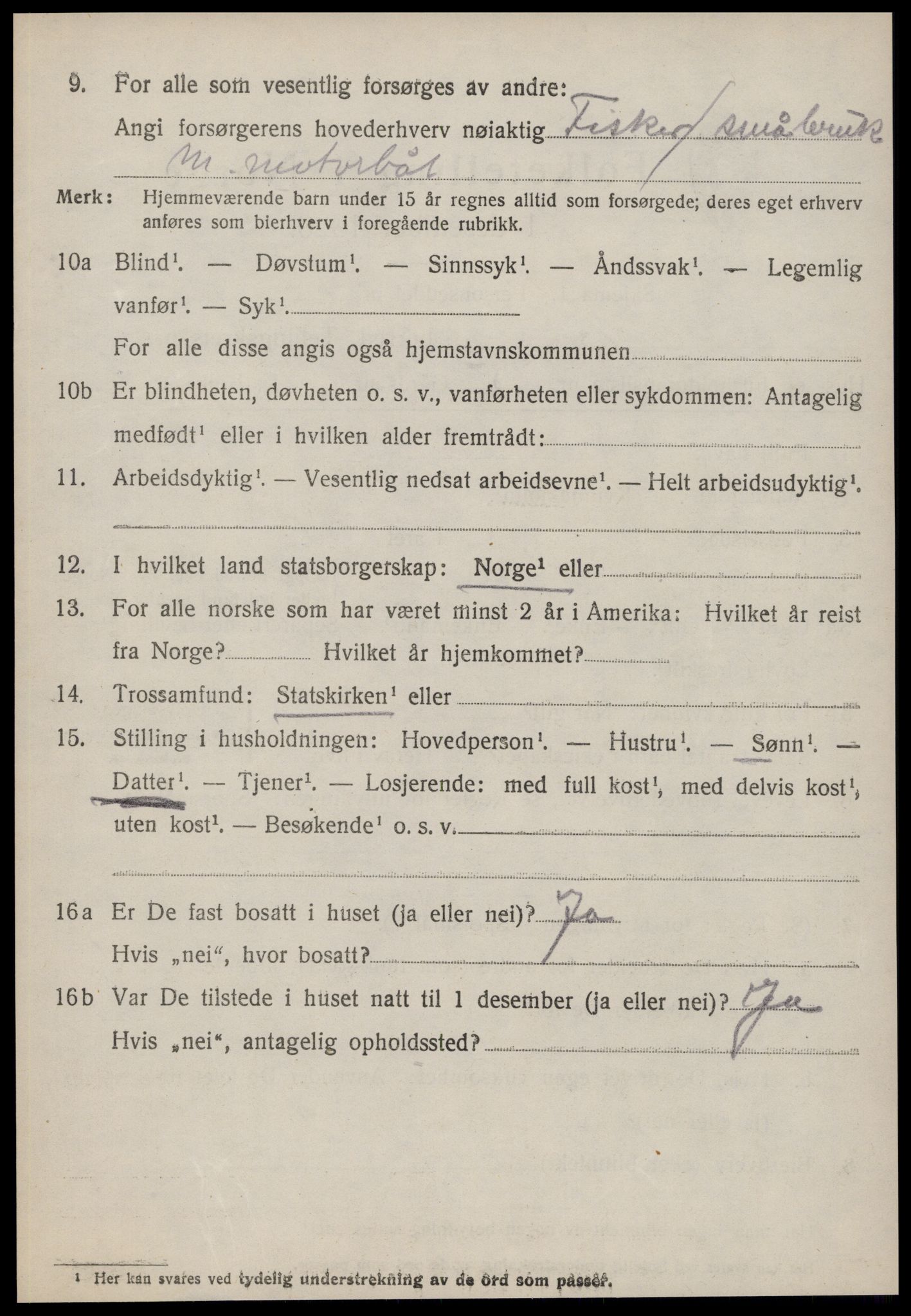 SAT, 1920 census for Vatne, 1920, p. 2539