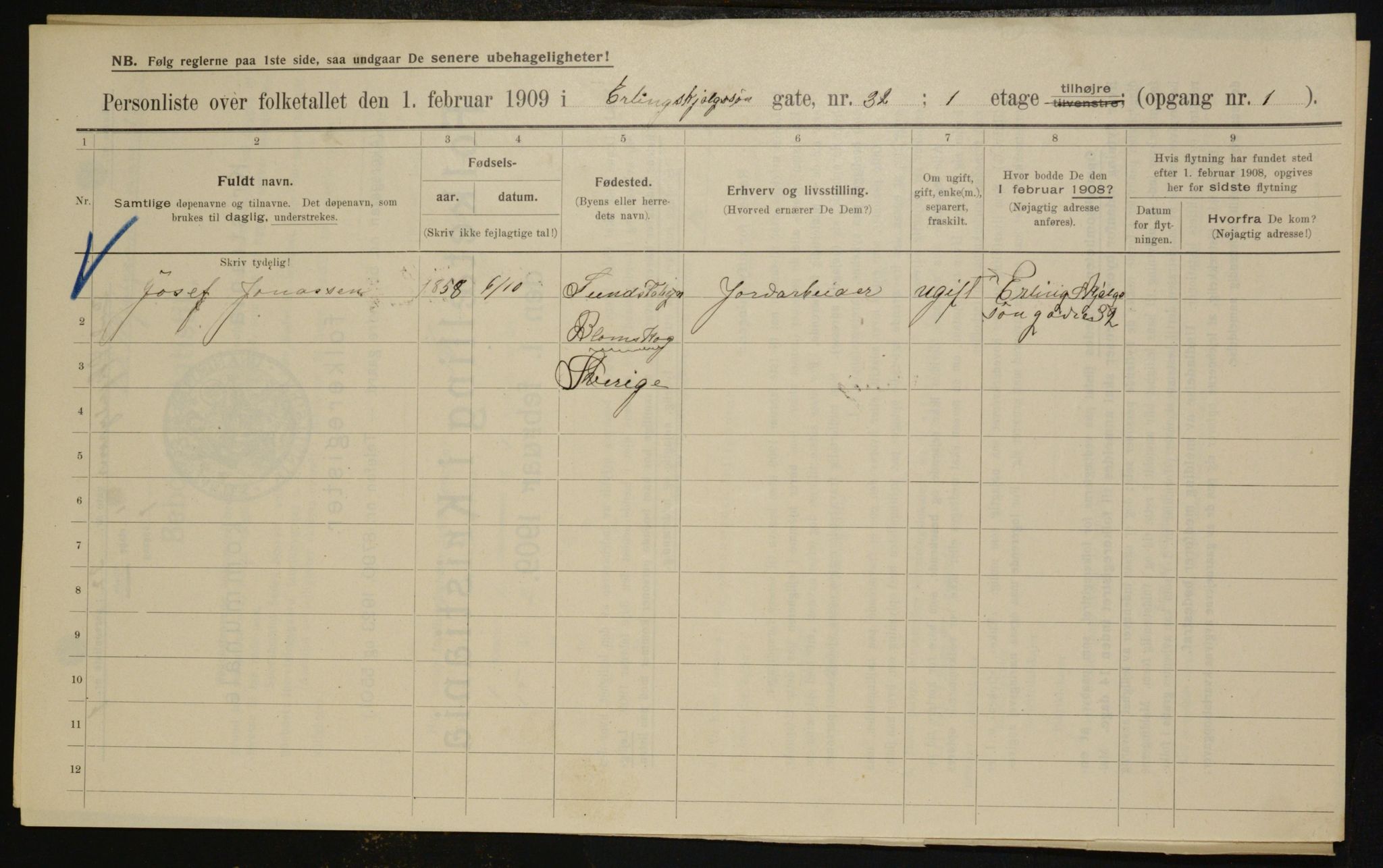 OBA, Municipal Census 1909 for Kristiania, 1909, p. 20171