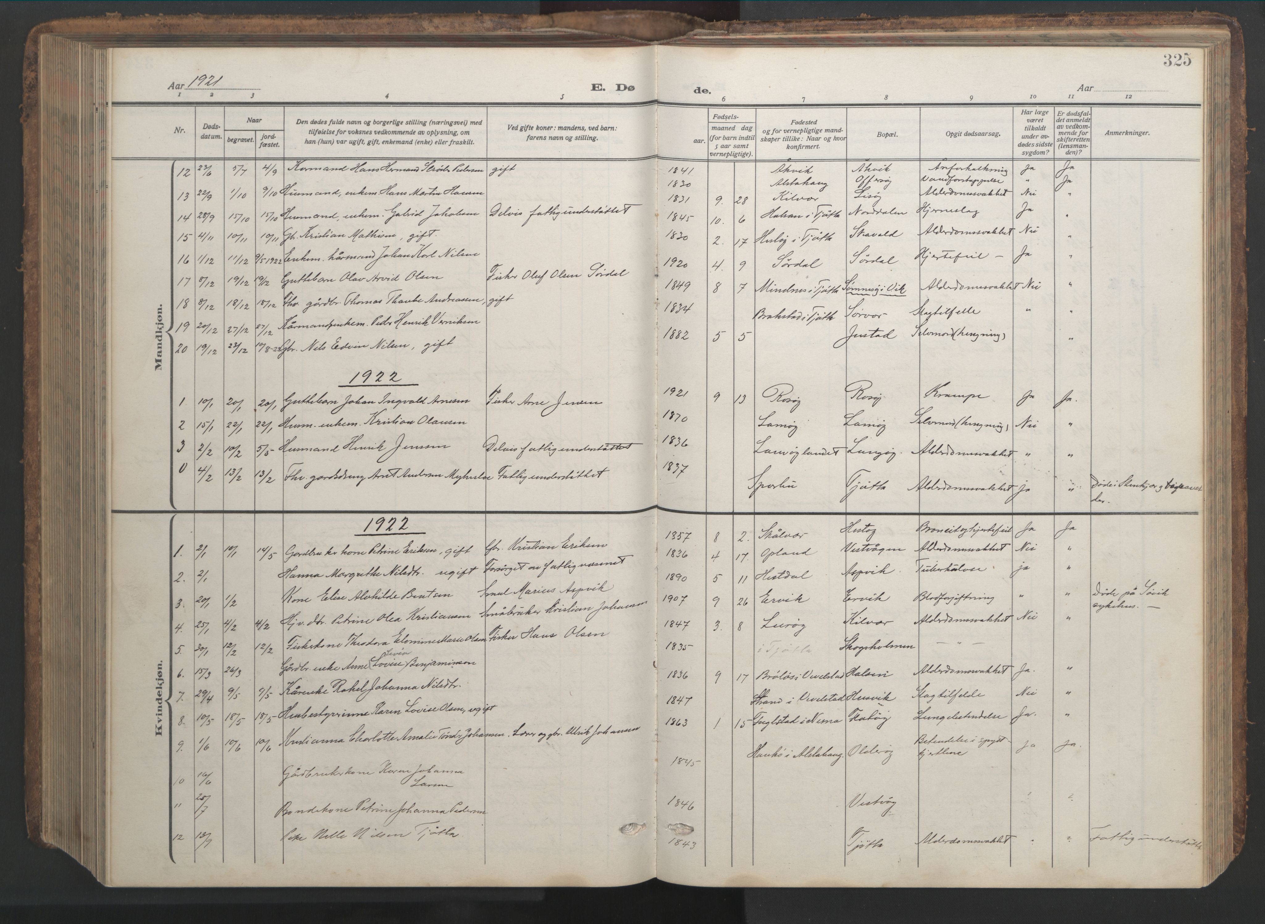 Ministerialprotokoller, klokkerbøker og fødselsregistre - Nordland, SAT/A-1459/817/L0269: Parish register (copy) no. 817C04, 1921-1949, p. 325